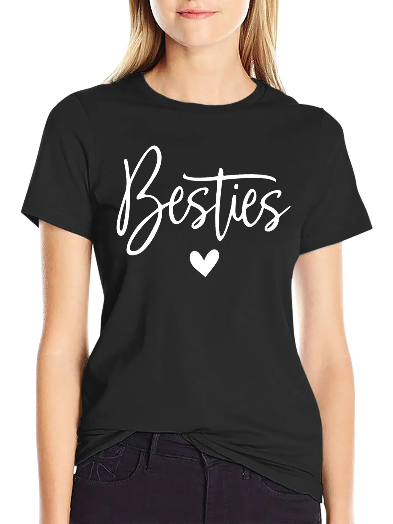 Celebrate Friendship With Besties Heart Design Soft Cotton Short Sleeve Tee ¨C Unisex Wardrobe Staple