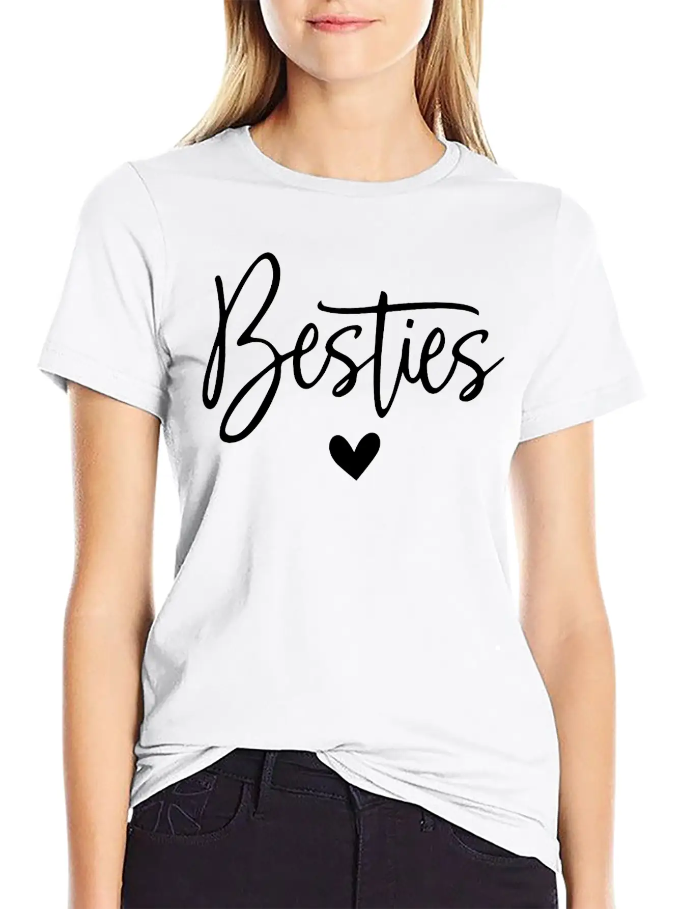 Celebrate Friendship With Besties Heart Design Soft Cotton Short Sleeve Tee ¨C Unisex Wardrobe Staple