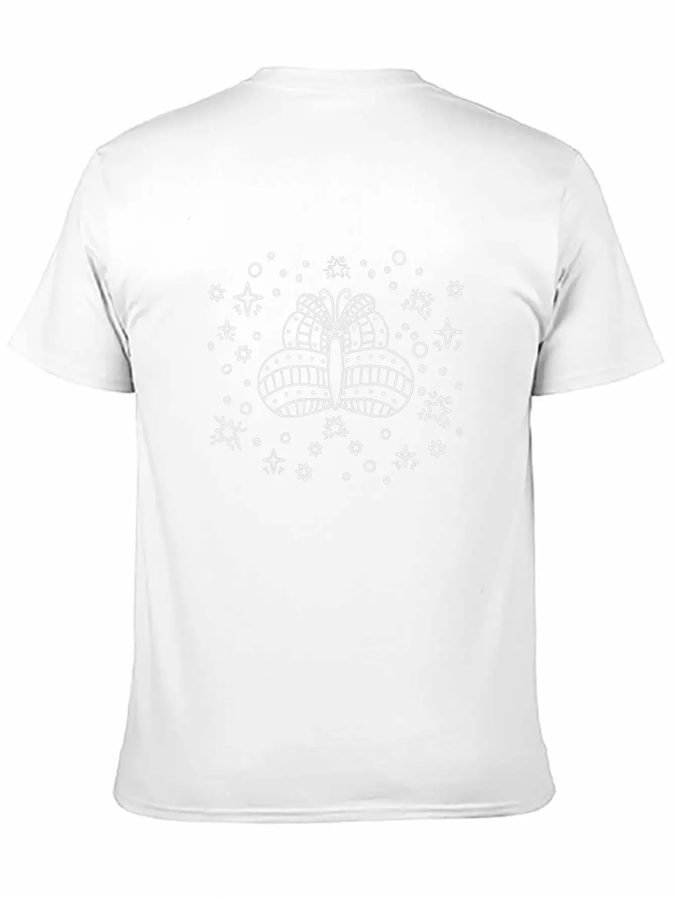 Celestial Butterfly Line Art Insect Fan Mystical Essential Cotton Tee For Daily Outfits ¨C Unisex Style