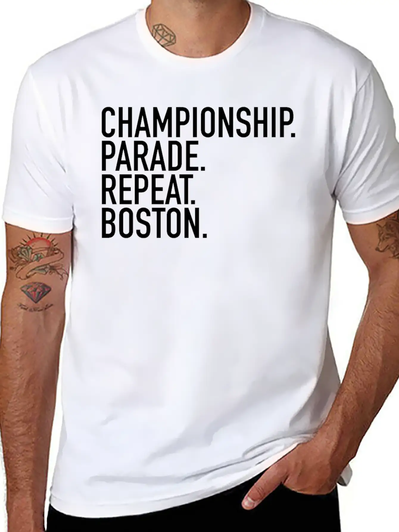 Championship. Parade. Repeat. Boston. Sports Clubs Essential Cotton Tee For Daily Outfits ¨C Unisex Style