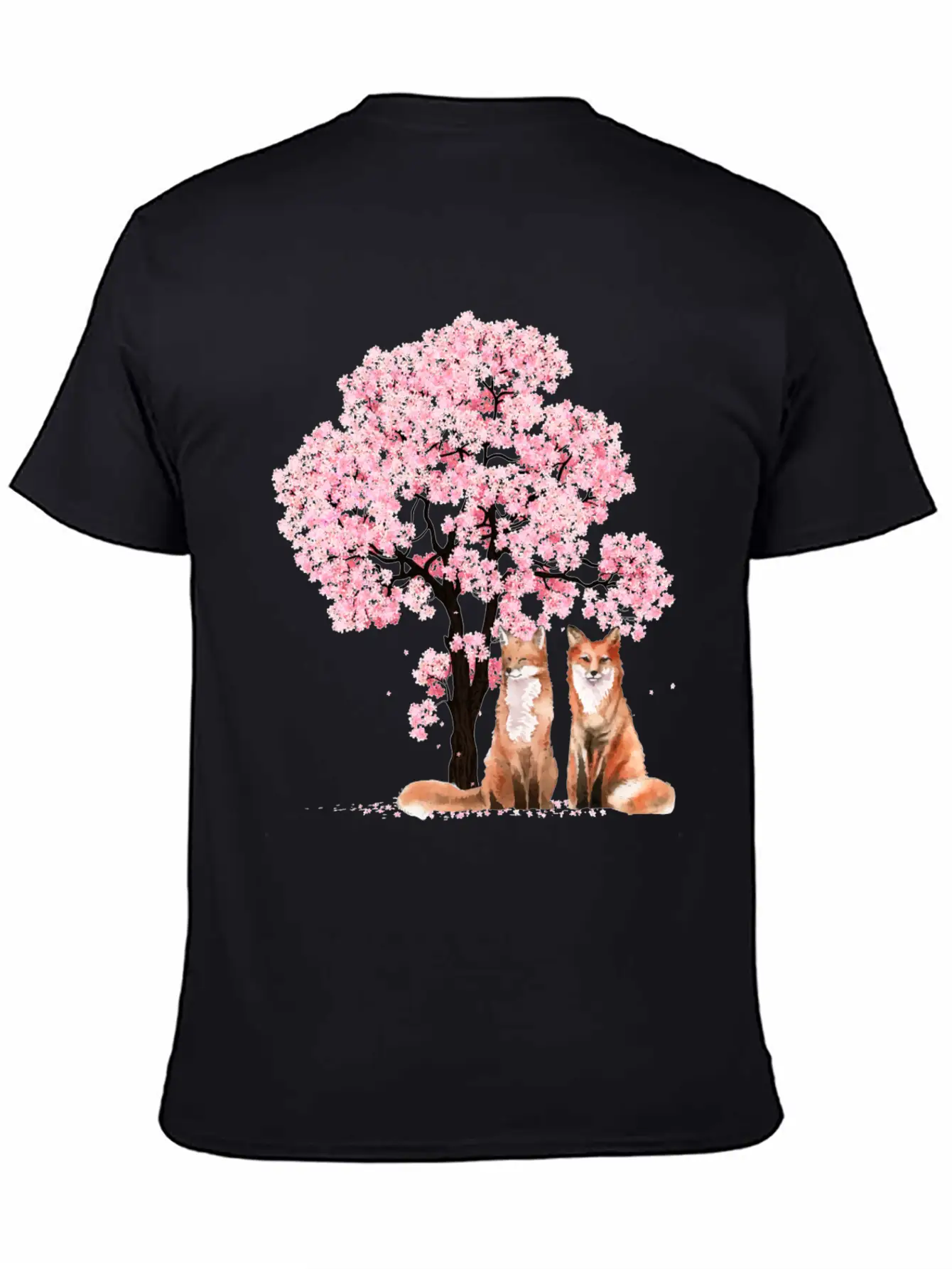 Cherry Blossom Japanese Beautiful Fox Basic Graphic T-Shirt ¨C Daily Comfort In Soft Cotton