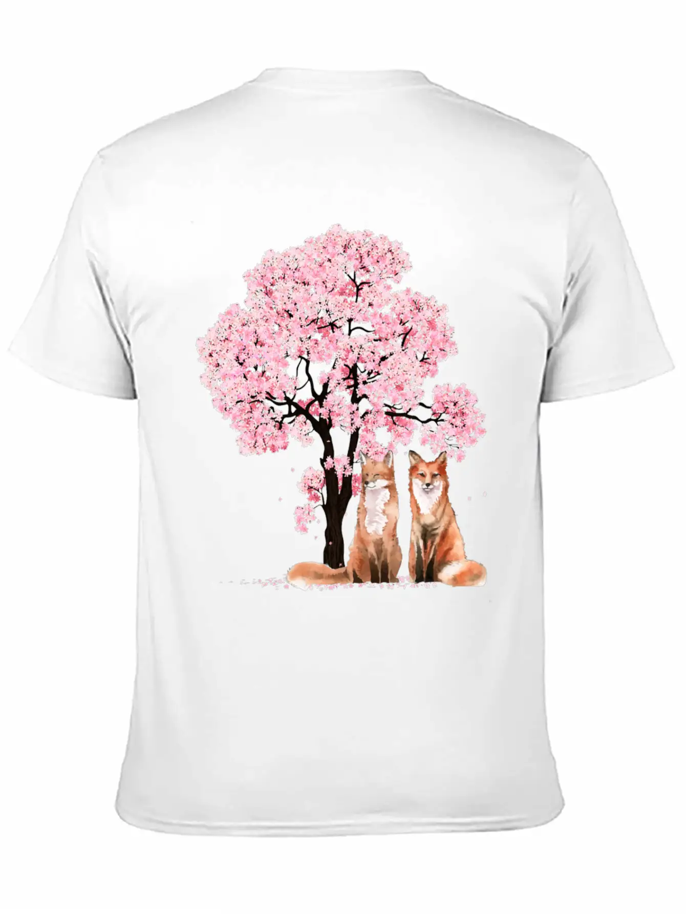 Cherry Blossom Japanese Beautiful Fox Basic Graphic T-Shirt ¨C Daily Comfort In Soft Cotton