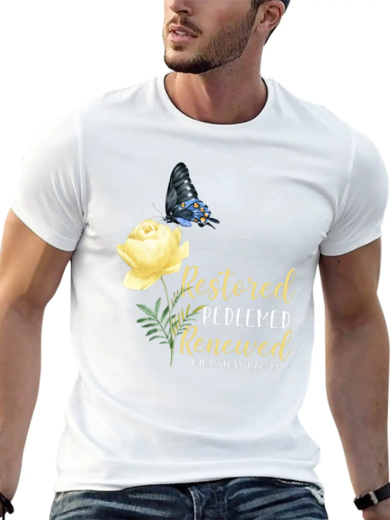 Christian Bible Verse Butterfly Basic Graphic T-Shirt ¨C Daily Comfort In Soft Cotton