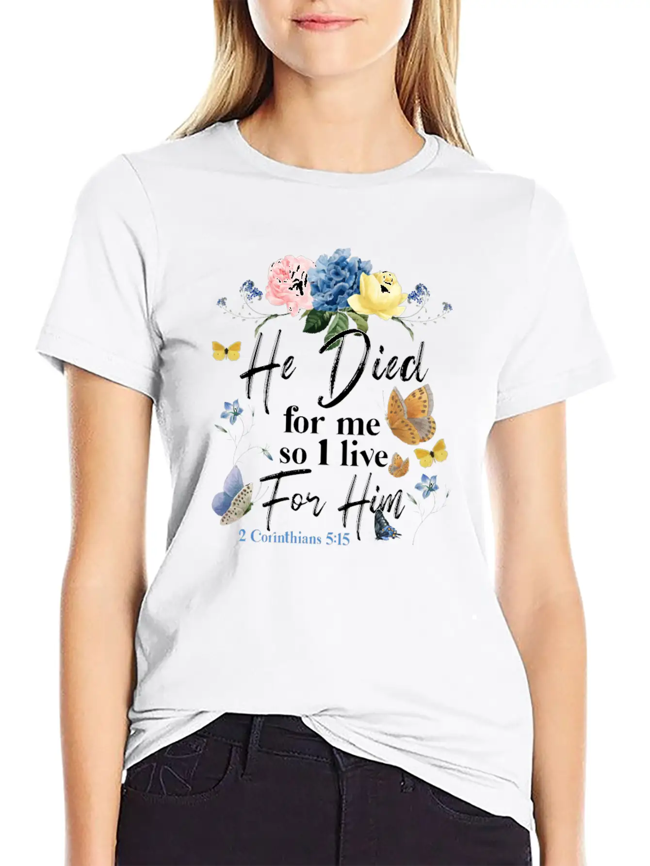 Christian Bible Verse Butterfly Essential Cotton Tee For Daily Outfits ¨C Unisex Style