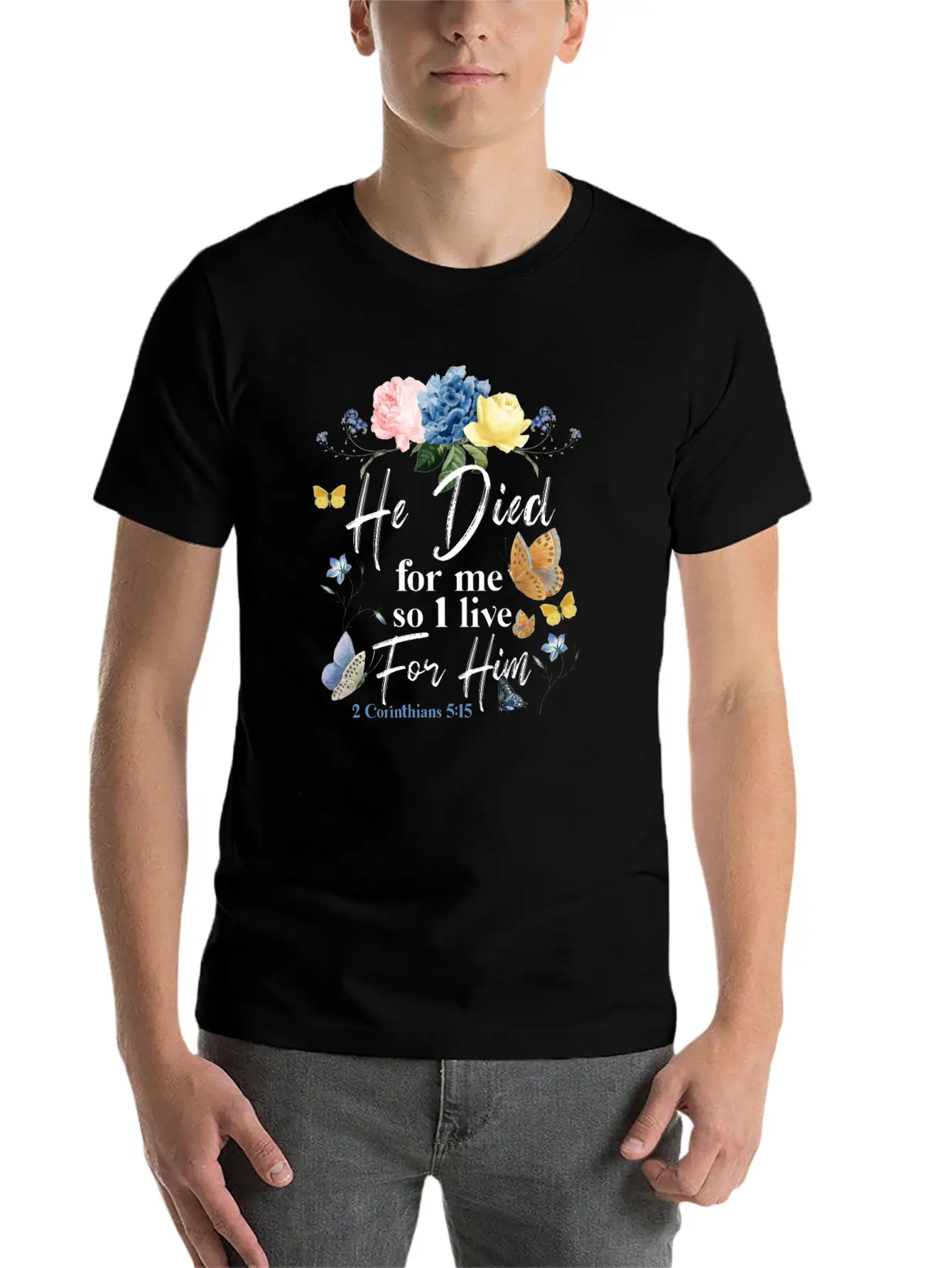 Christian Bible Verse Butterfly Essential Cotton Tee For Daily Outfits ¨C Unisex Style