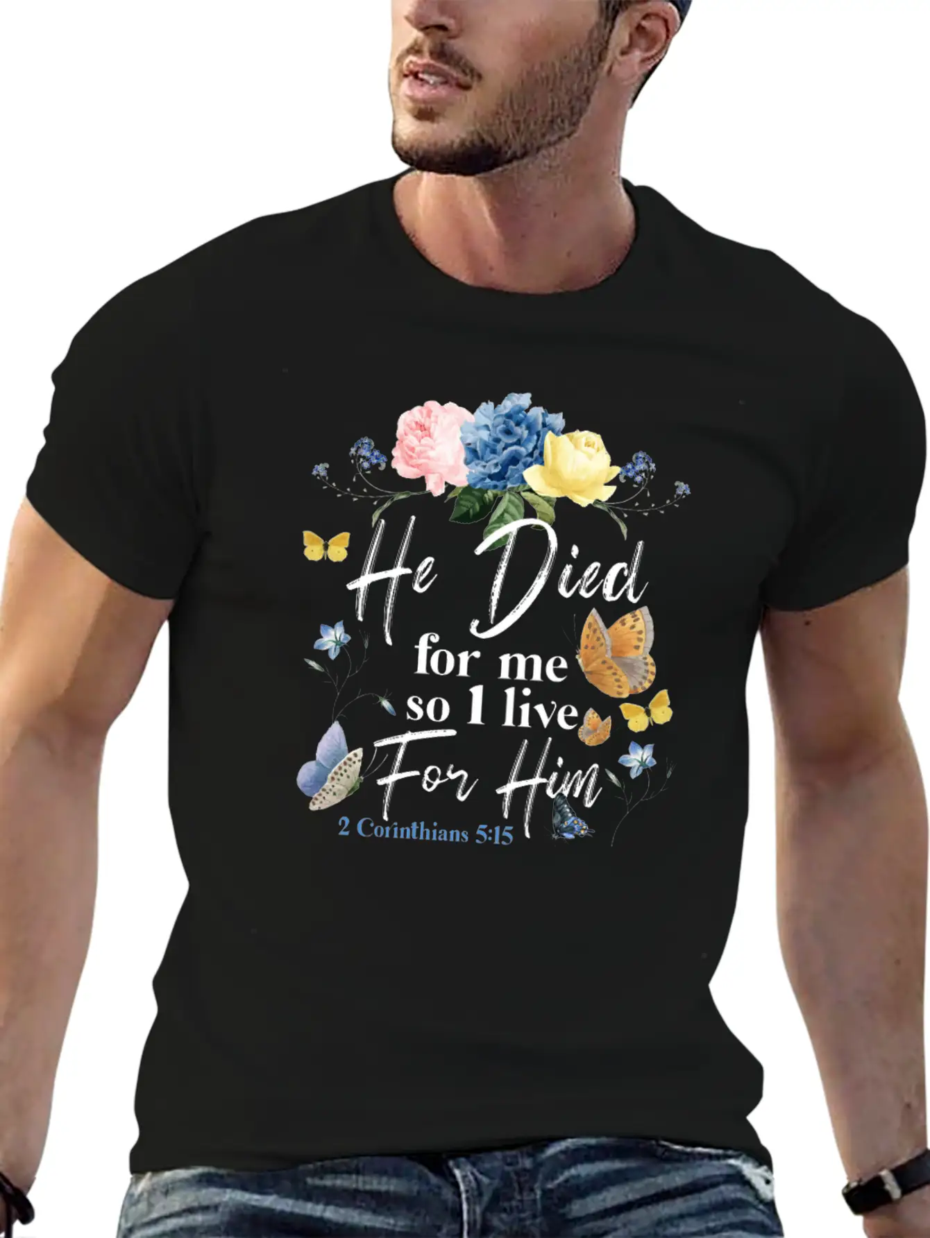 Christian Bible Verse Butterfly Essential Cotton Tee For Daily Outfits ¨C Unisex Style