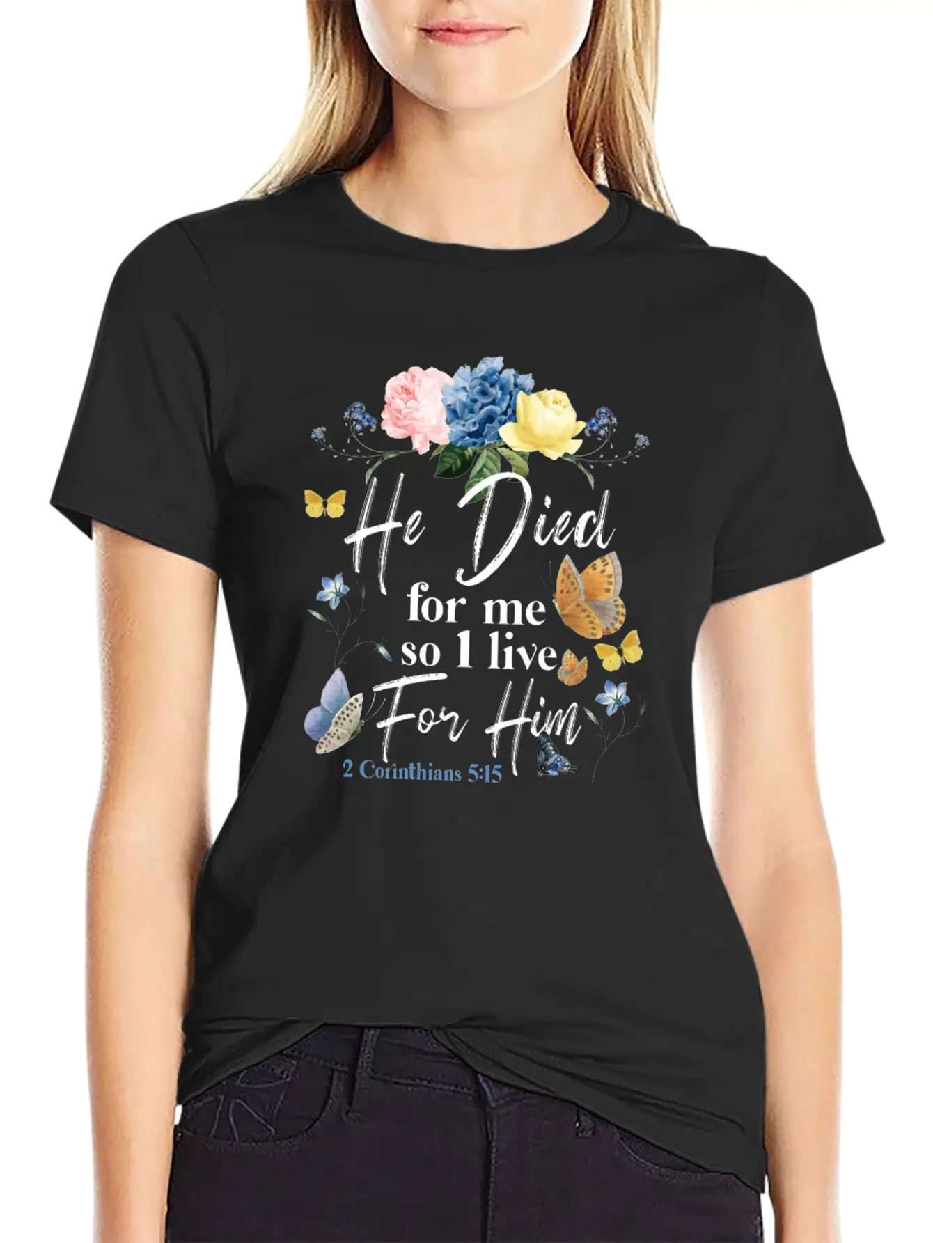 Christian Bible Verse Butterfly Essential Cotton Tee For Daily Outfits ¨C Unisex Style