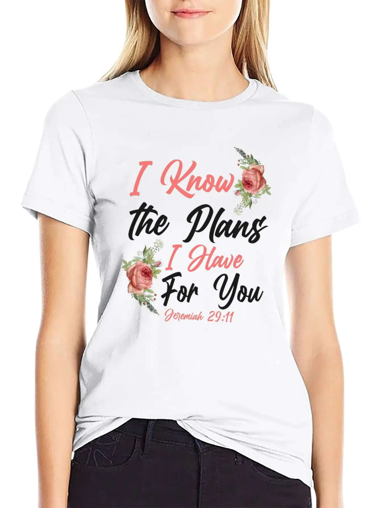 Christian Bible Verse Quote Rose Essential Cotton Tee For Daily Outfits ¨C Unisex Style