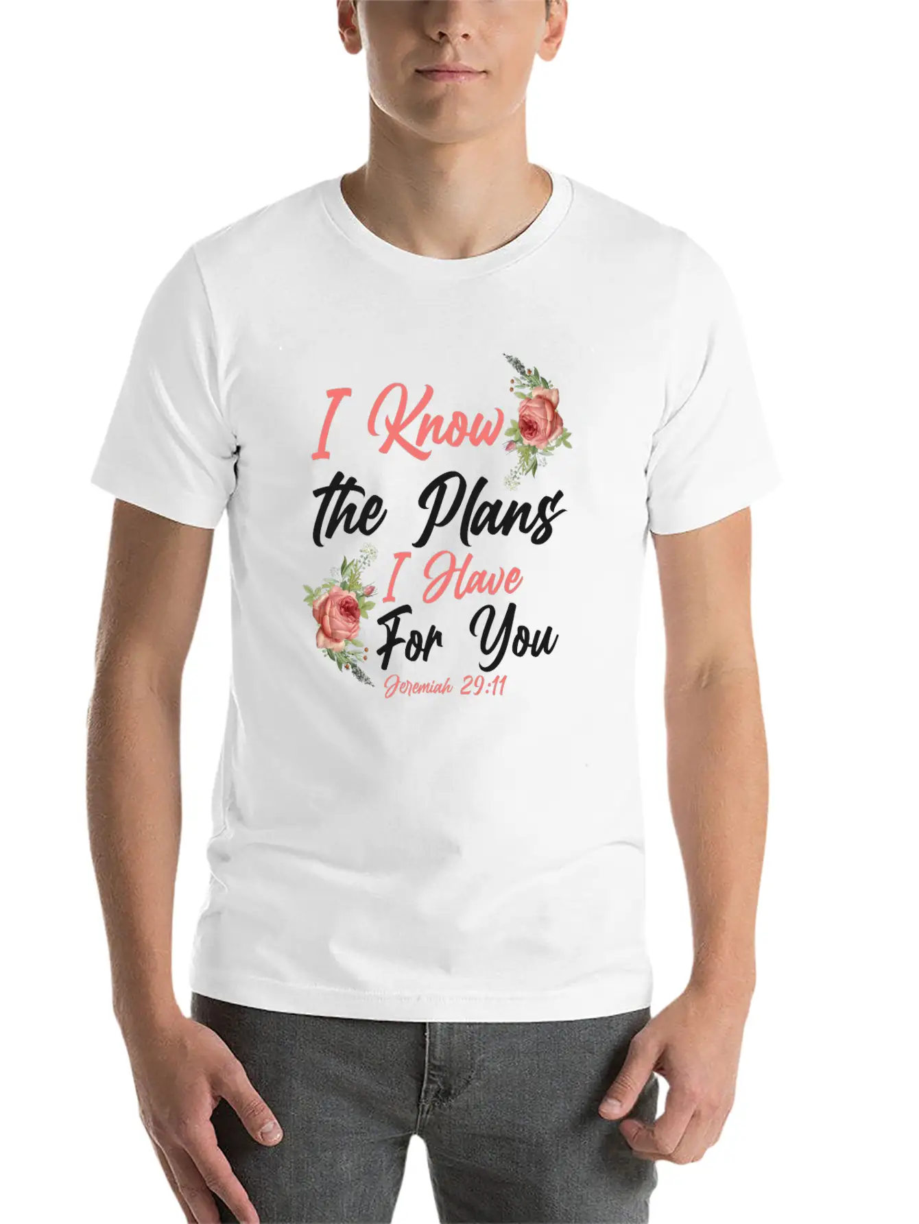 Christian Bible Verse Quote Rose Essential Cotton Tee For Daily Outfits ¨C Unisex Style