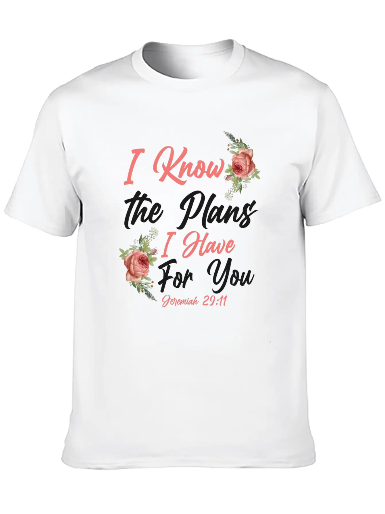 Christian Bible Verse Quote Rose Essential Cotton Tee For Daily Outfits ¨C Unisex Style