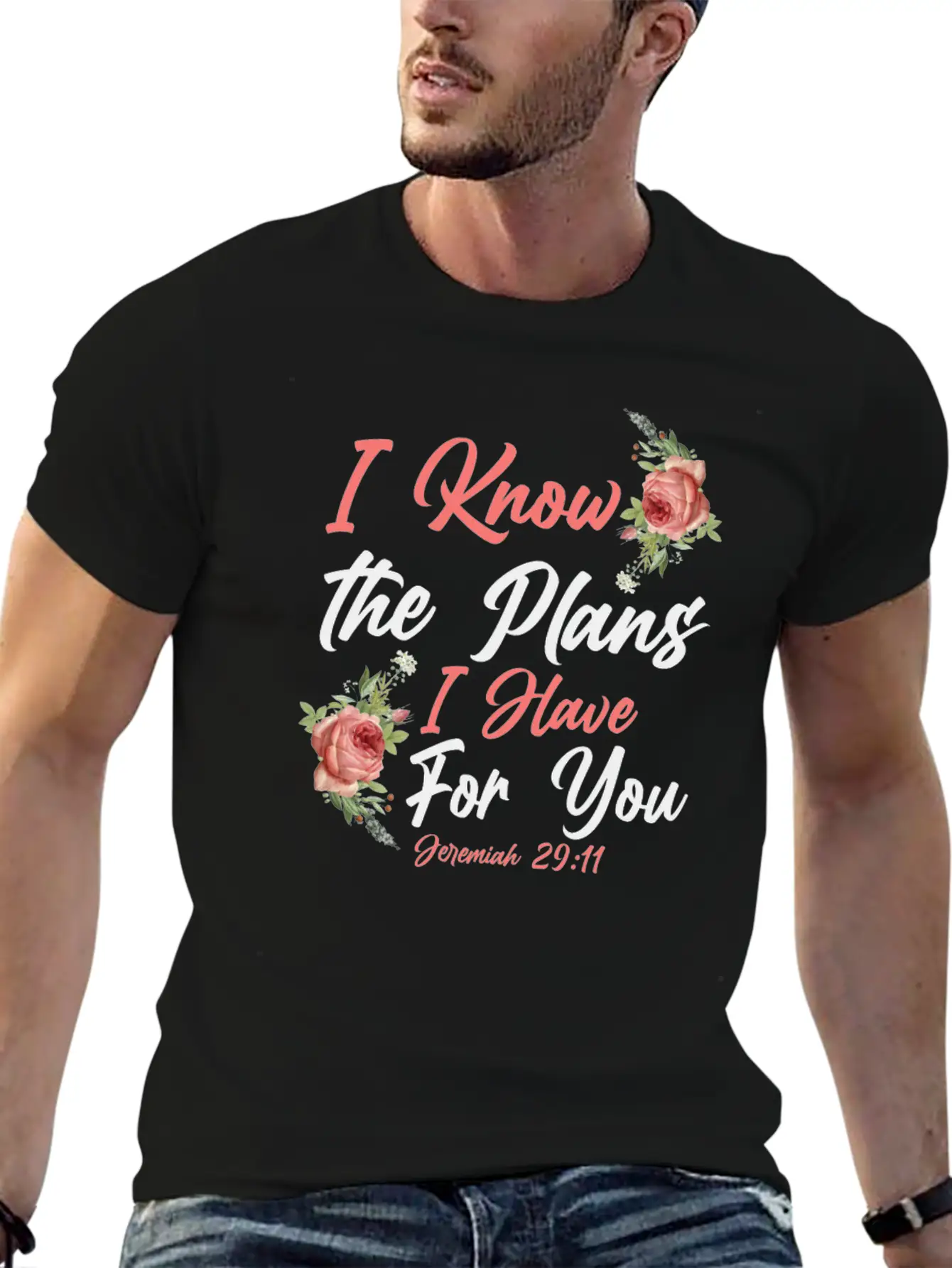 Christian Bible Verse Quote Rose Essential Cotton Tee For Daily Outfits ¨C Unisex Style
