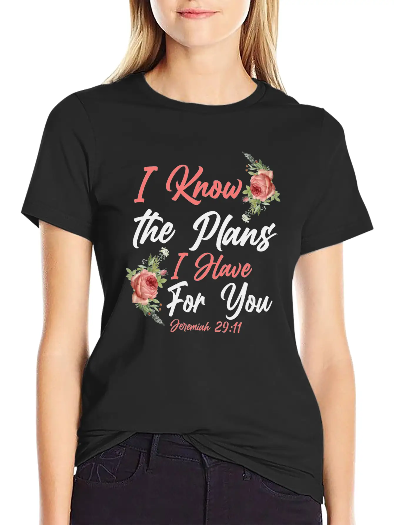 Christian Bible Verse Quote Rose Essential Cotton Tee For Daily Outfits ¨C Unisex Style