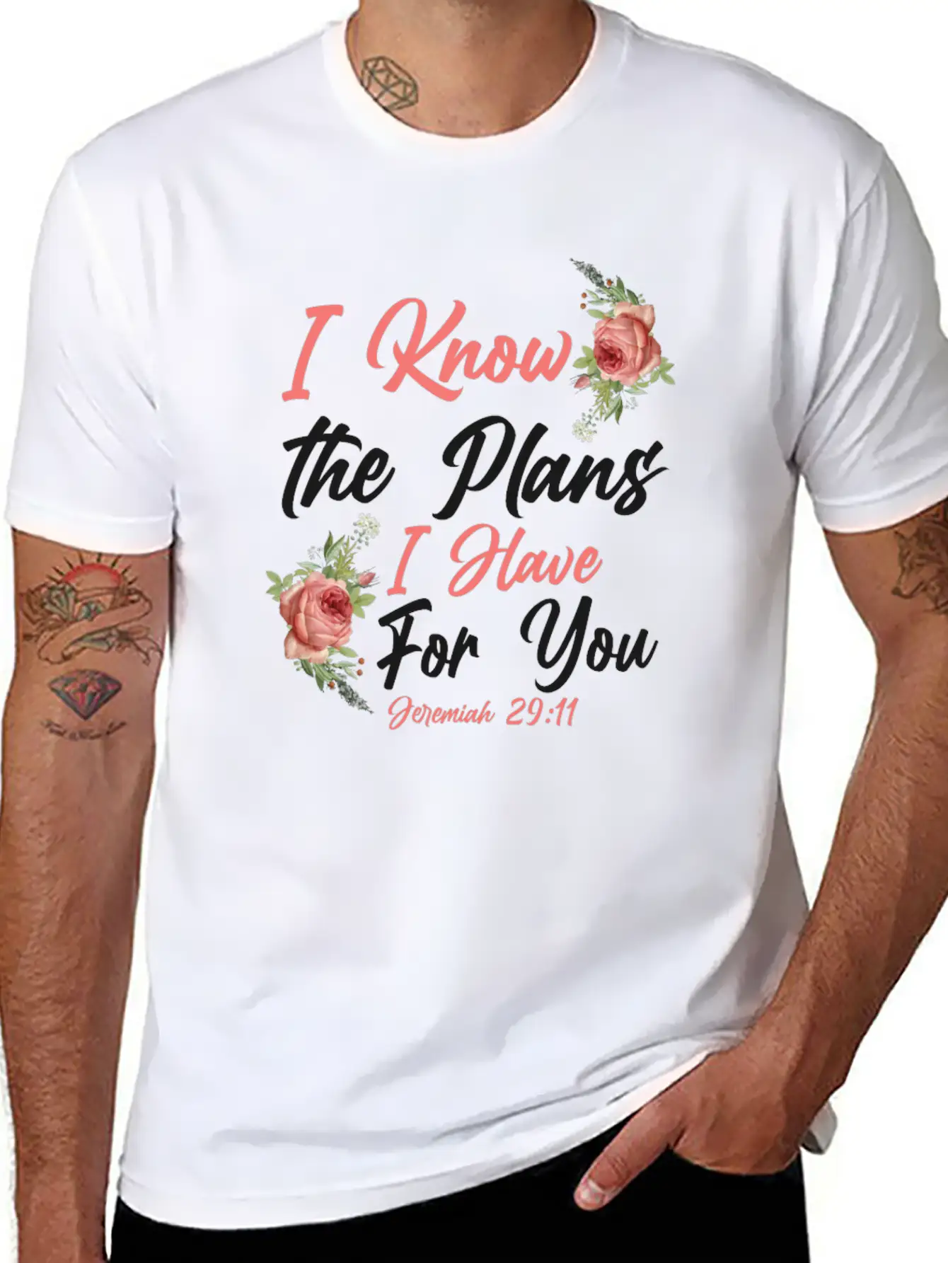 Christian Bible Verse Quote Rose Essential Cotton Tee For Daily Outfits ¨C Unisex Style