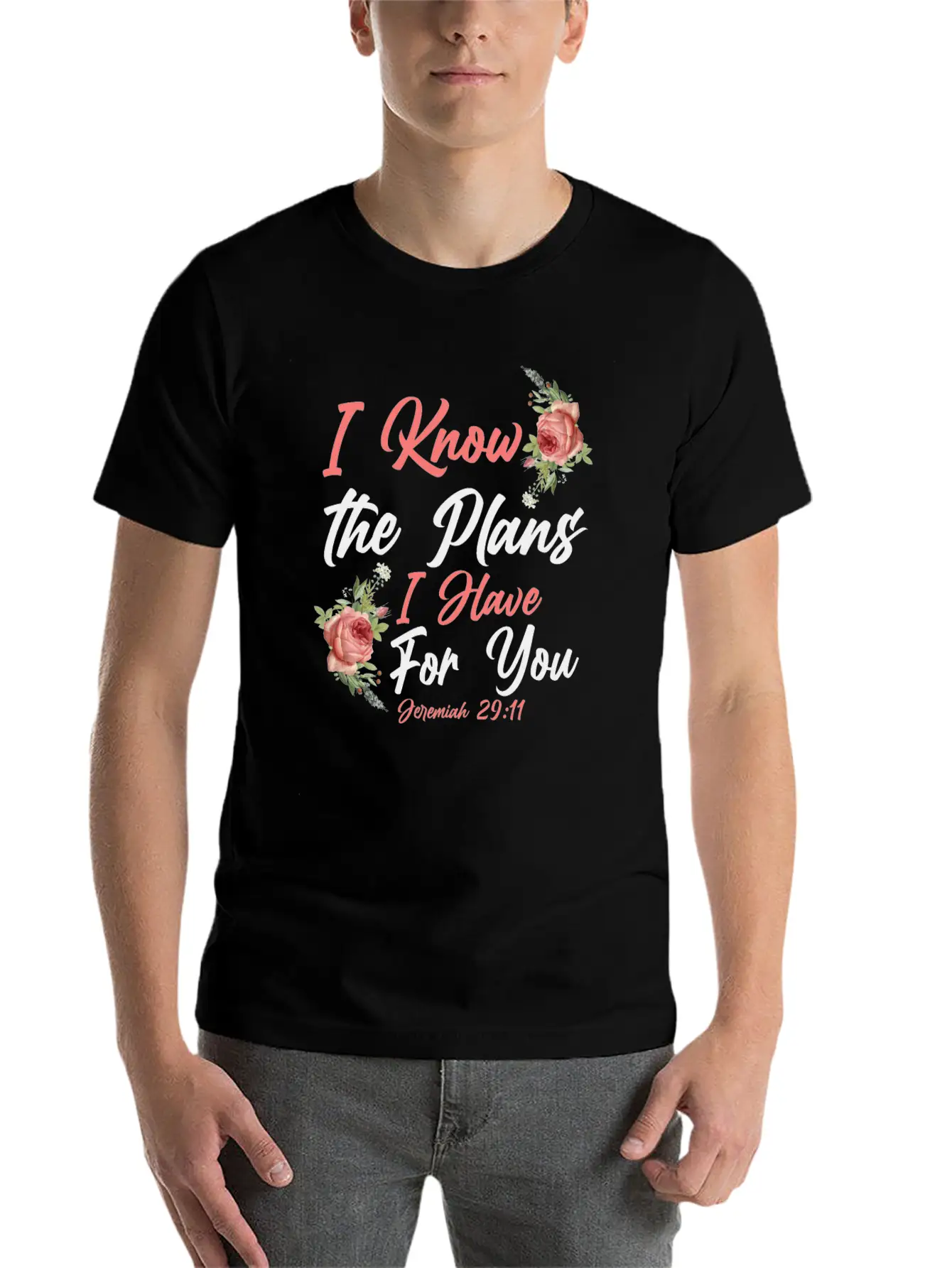 Christian Bible Verse Quote Rose Essential Cotton Tee For Daily Outfits ¨C Unisex Style