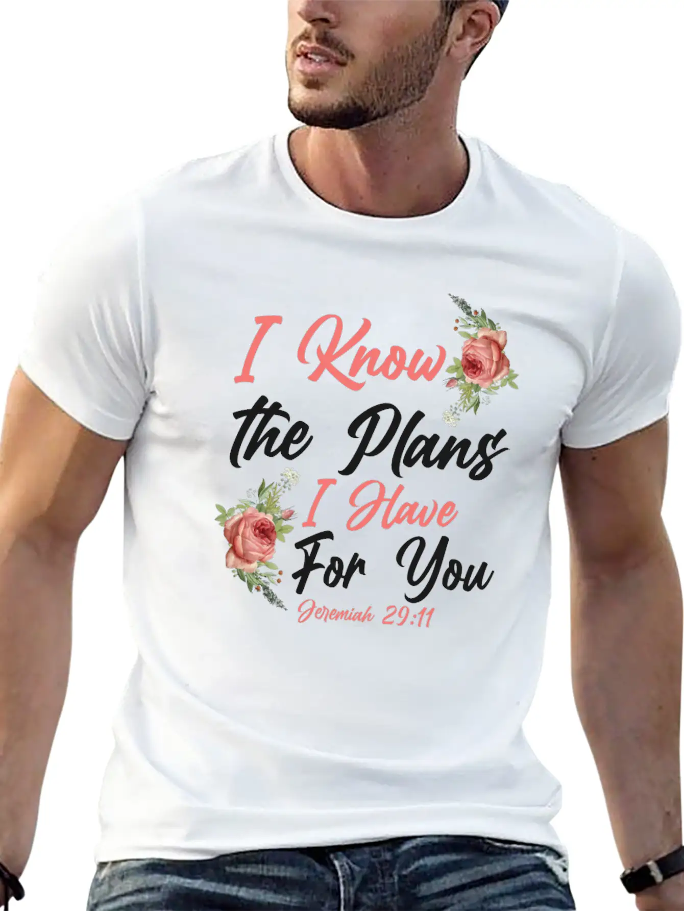 Christian Bible Verse Quote Rose Essential Cotton Tee For Daily Outfits ¨C Unisex Style