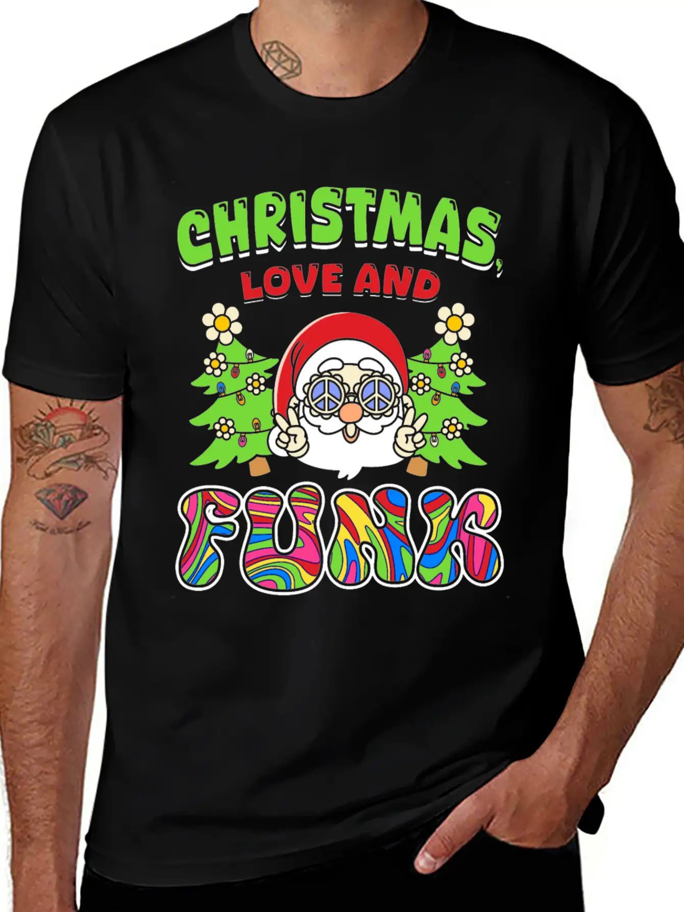 Christmas, Love And Funk - Festive Groove Music Basic Graphic T-Shirt ¨C Daily Comfort In Soft Cotton
