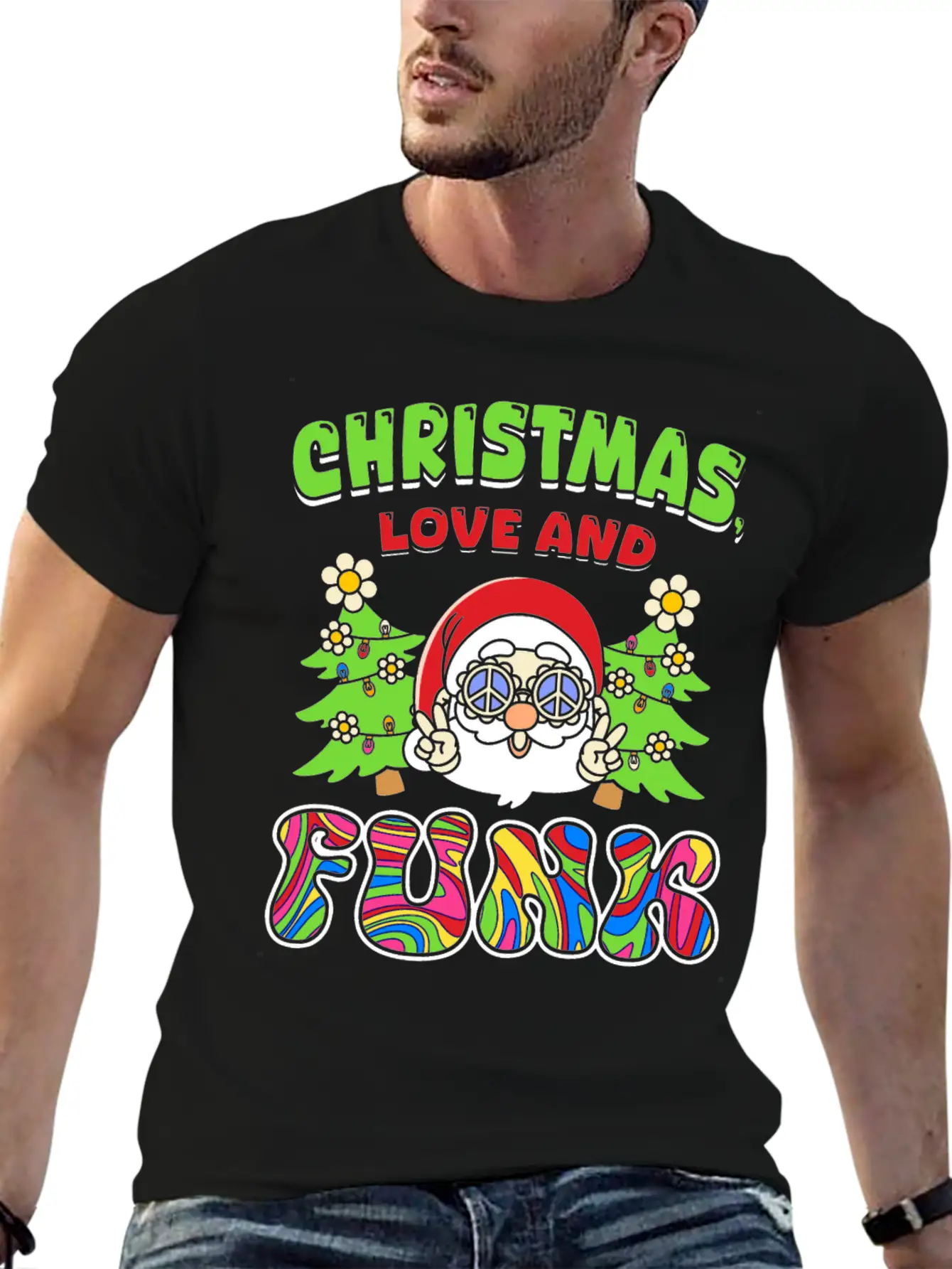 Christmas, Love And Funk - Festive Groove Music Basic Graphic T-Shirt ¨C Daily Comfort In Soft Cotton