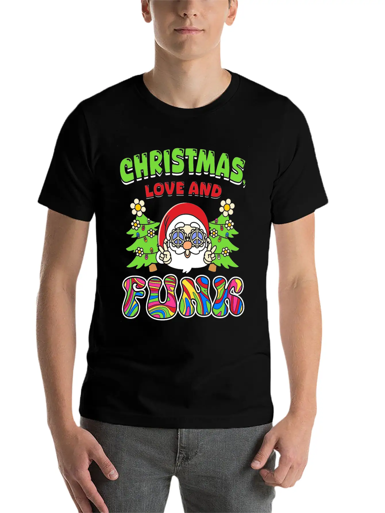 Christmas, Love And Funk - Festive Groove Music Basic Graphic T-Shirt ¨C Daily Comfort In Soft Cotton
