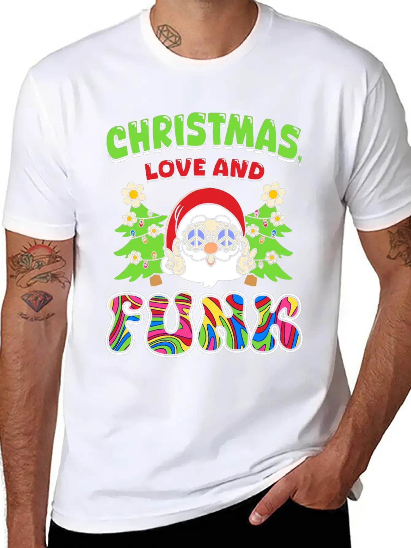 Christmas, Love And Funk - Festive Groove Music Basic Graphic T-Shirt ¨C Daily Comfort In Soft Cotton