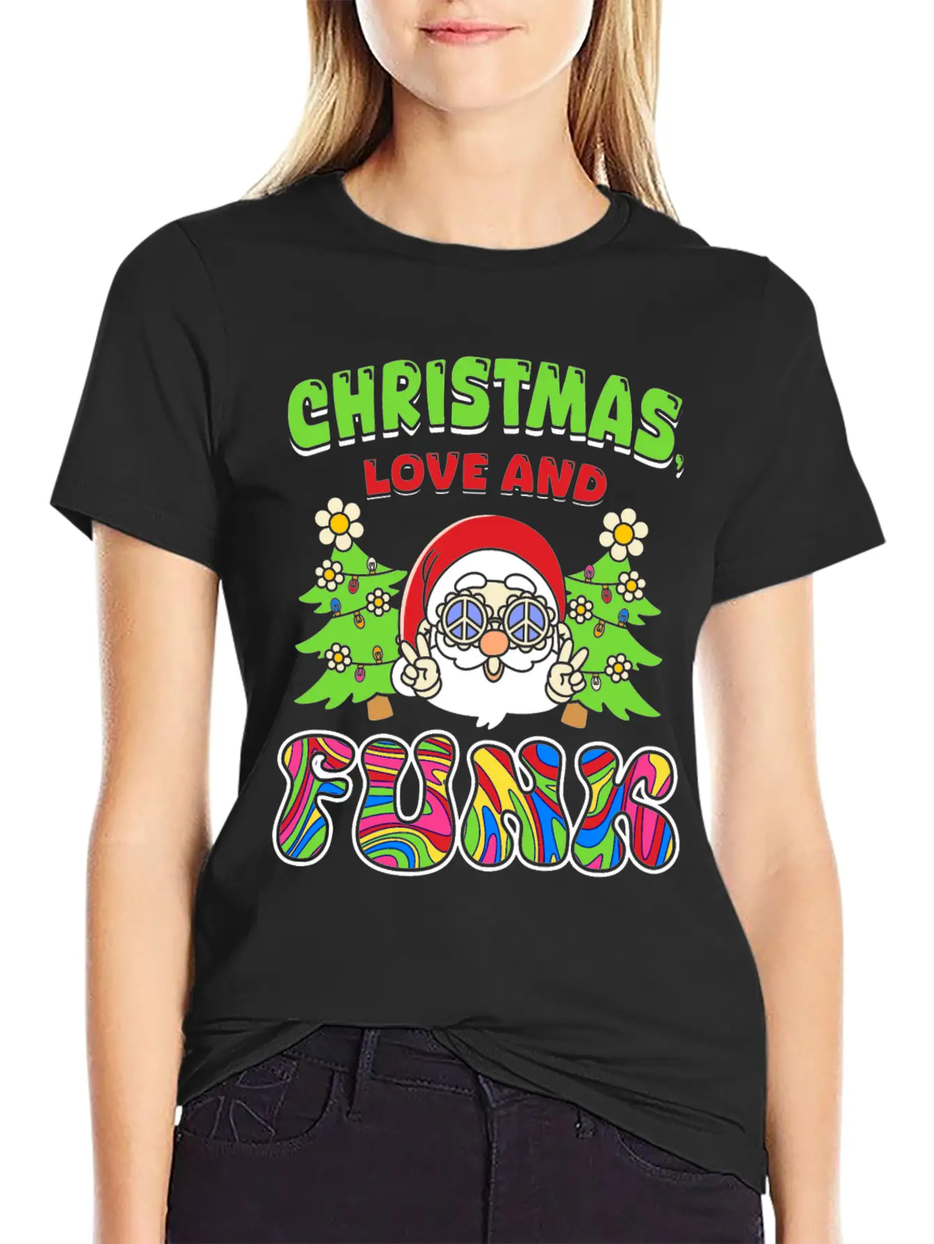 Christmas, Love And Funk - Festive Groove Music Basic Graphic T-Shirt ¨C Daily Comfort In Soft Cotton
