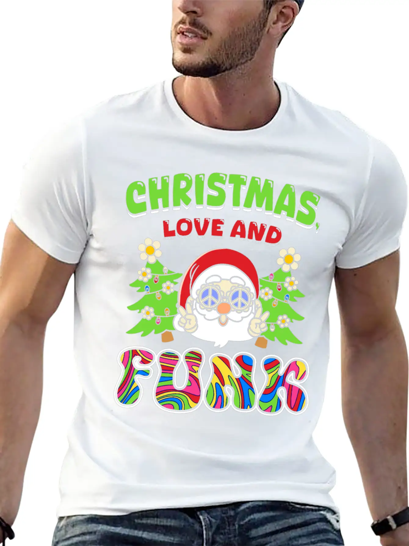 Christmas, Love And Funk - Festive Groove Music Basic Graphic T-Shirt ¨C Daily Comfort In Soft Cotton