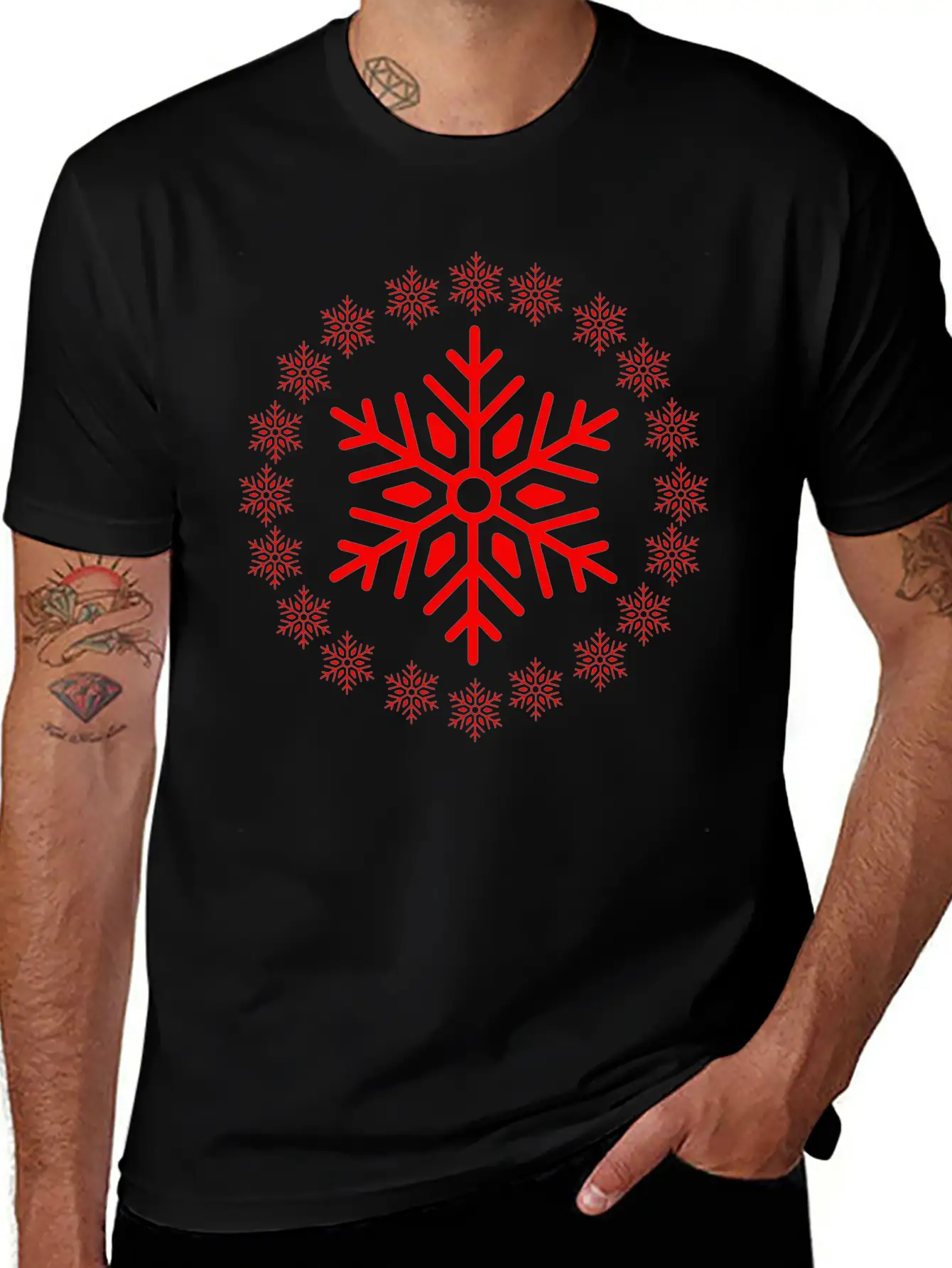 Christmas Snowflakes Basic Graphic T-Shirt ¨C Daily Comfort In Soft Cotton