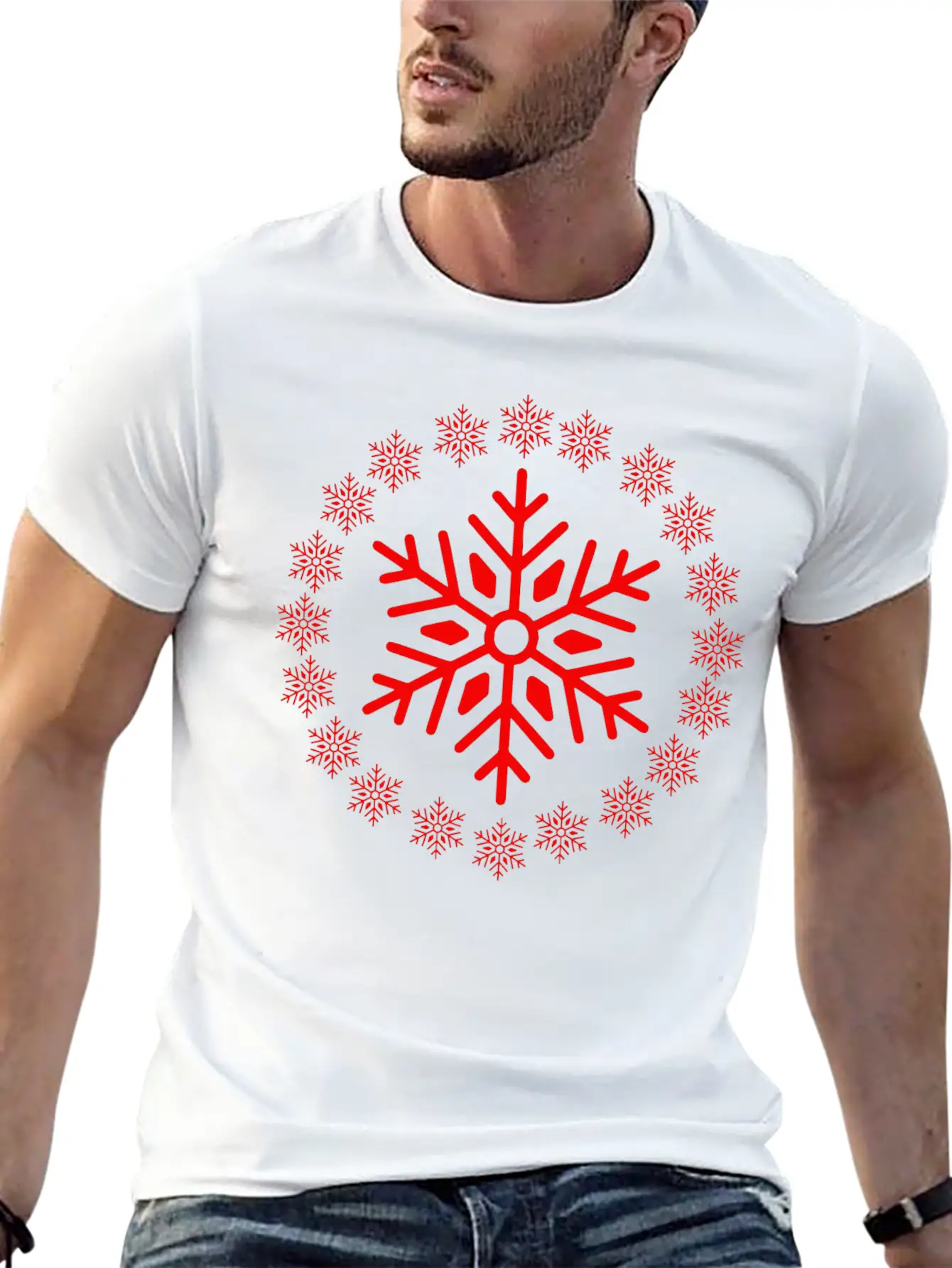 Christmas Snowflakes Basic Graphic T-Shirt ¨C Daily Comfort In Soft Cotton