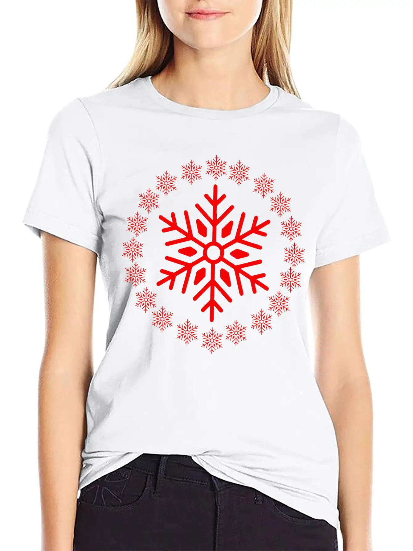 Christmas Snowflakes Basic Graphic T-Shirt ¨C Daily Comfort In Soft Cotton