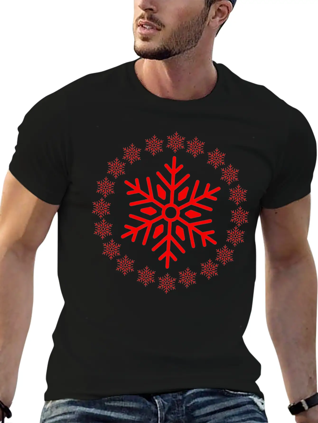 Christmas Snowflakes Basic Graphic T-Shirt ¨C Daily Comfort In Soft Cotton