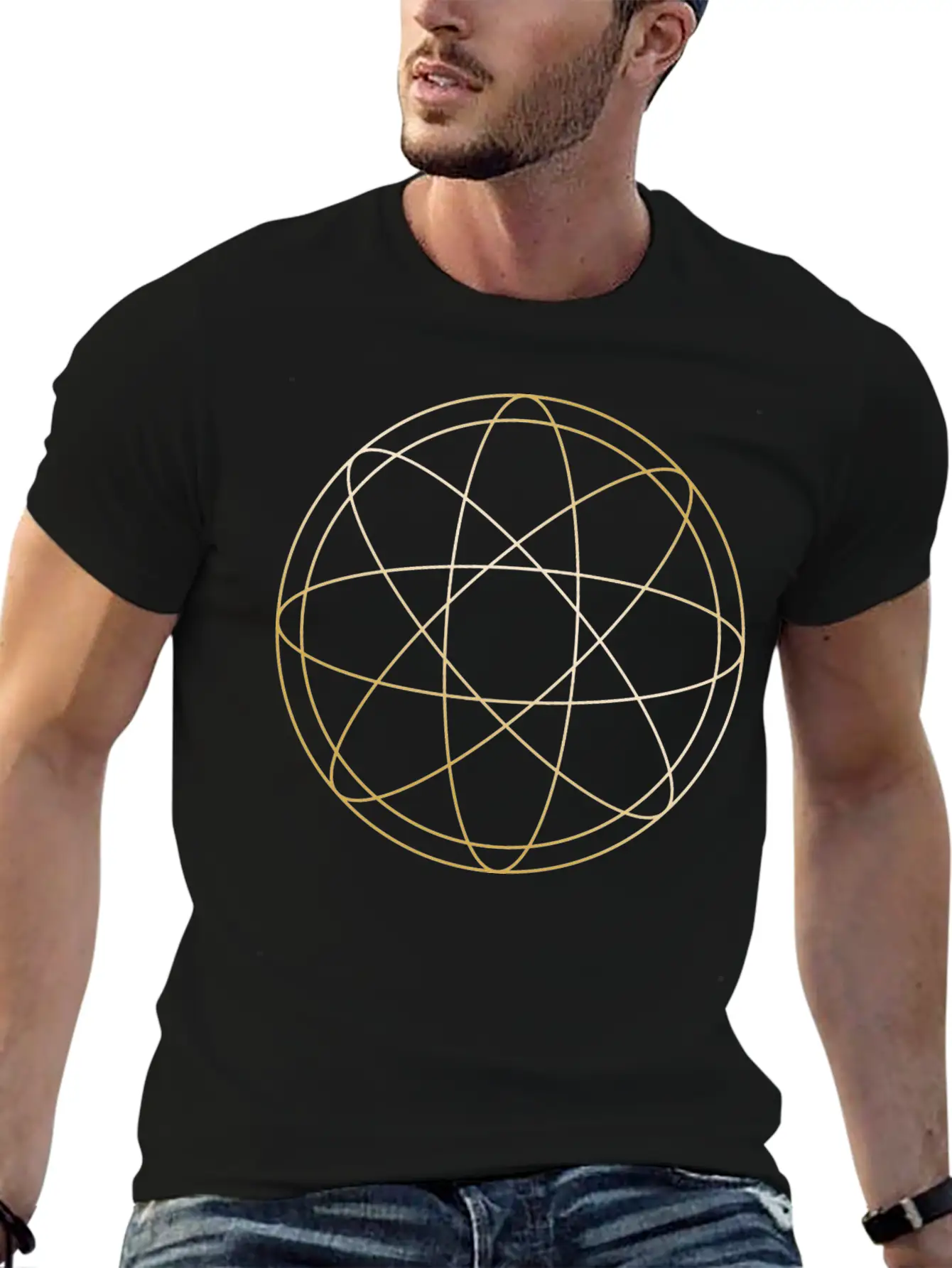 Circle Atom Gold Gift Geometric Hipster Figure Basic Graphic T-Shirt ¨C Daily Comfort In Soft Cotton