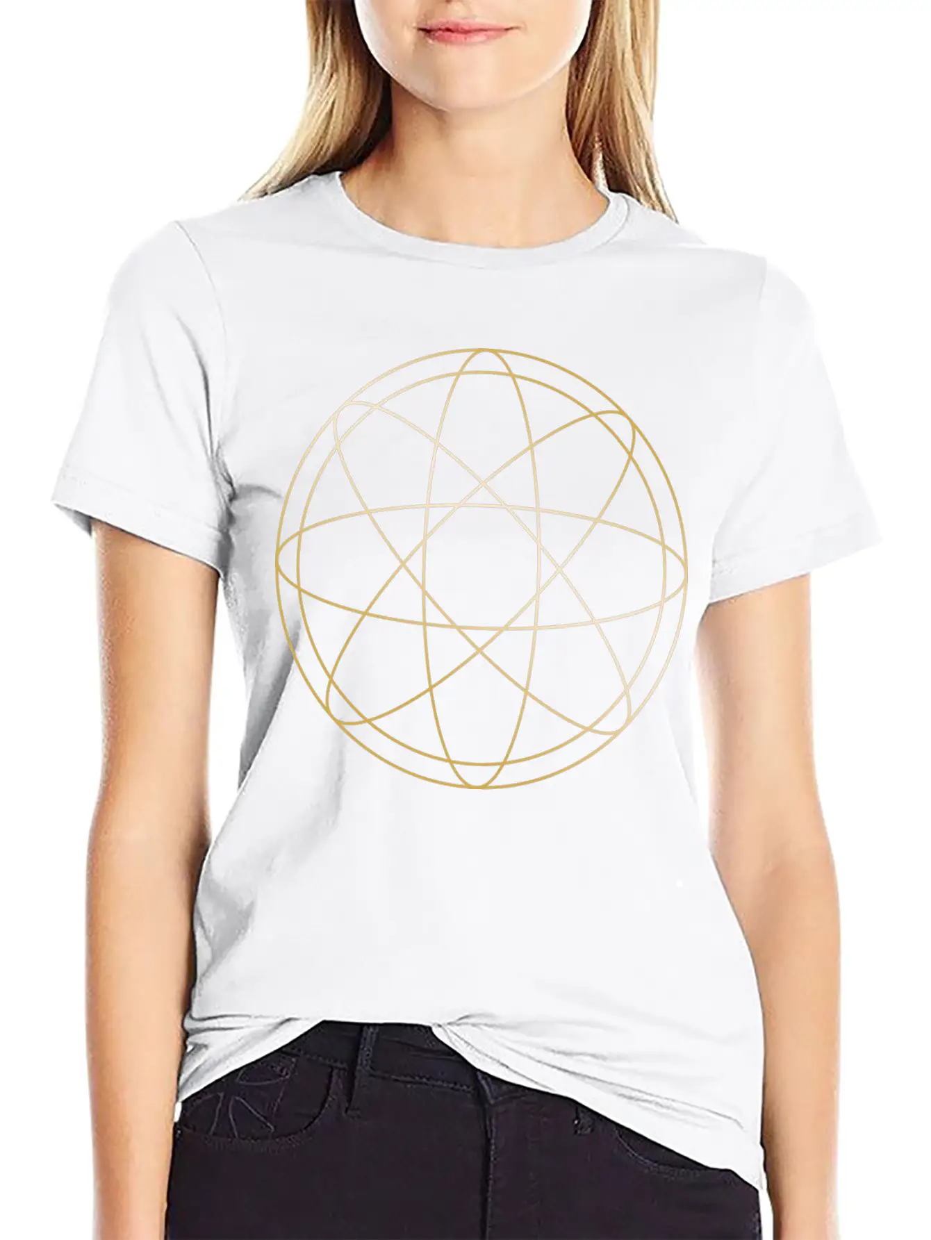 Circle Atom Gold Gift Geometric Hipster Figure Basic Graphic T-Shirt ¨C Daily Comfort In Soft Cotton