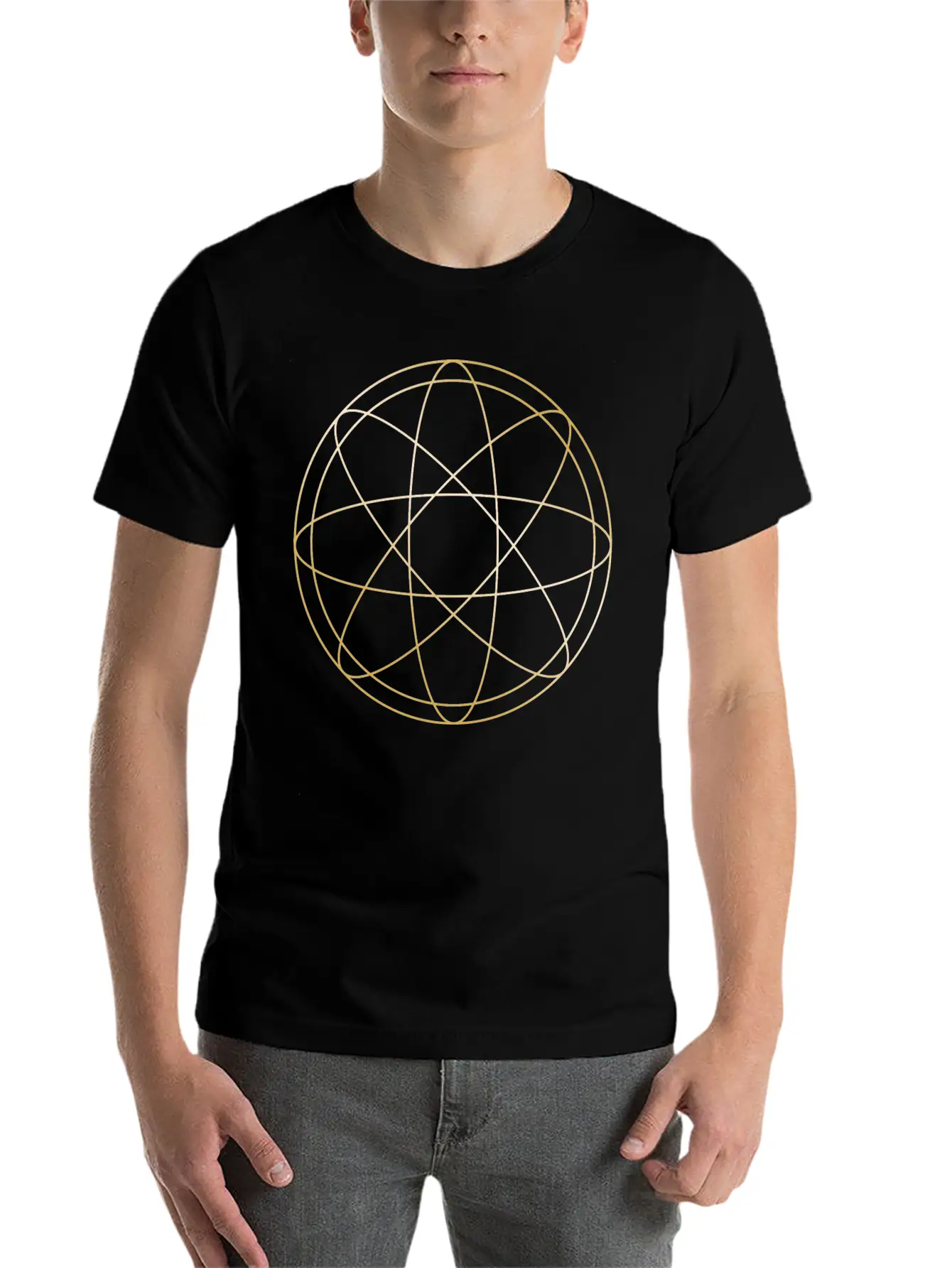 Circle Atom Gold Gift Geometric Hipster Figure Basic Graphic T-Shirt ¨C Daily Comfort In Soft Cotton