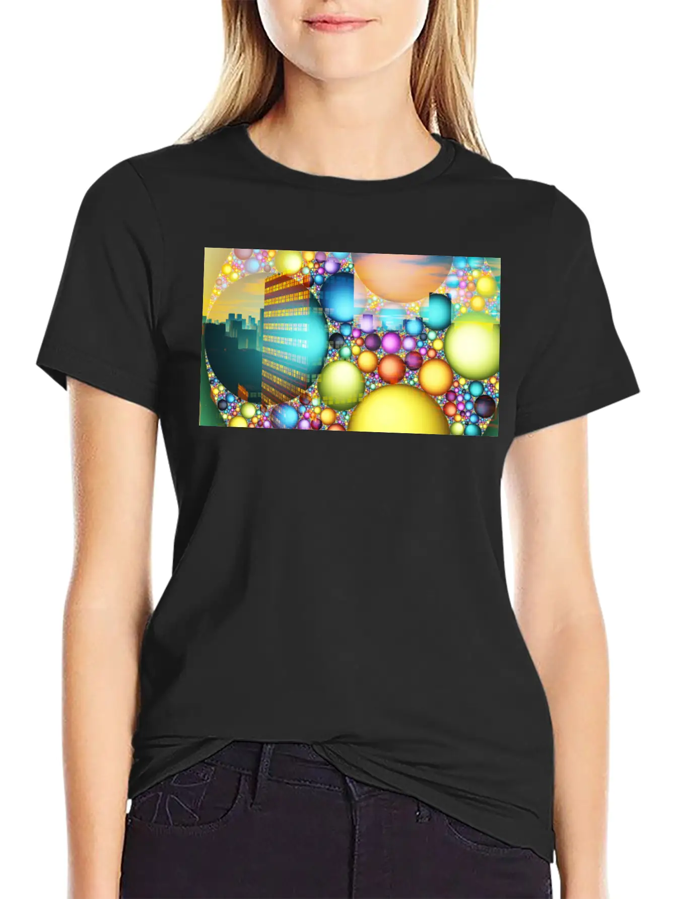 City Neon Lights Basic Graphic T-Shirt ¨C Daily Comfort In Soft Cotton