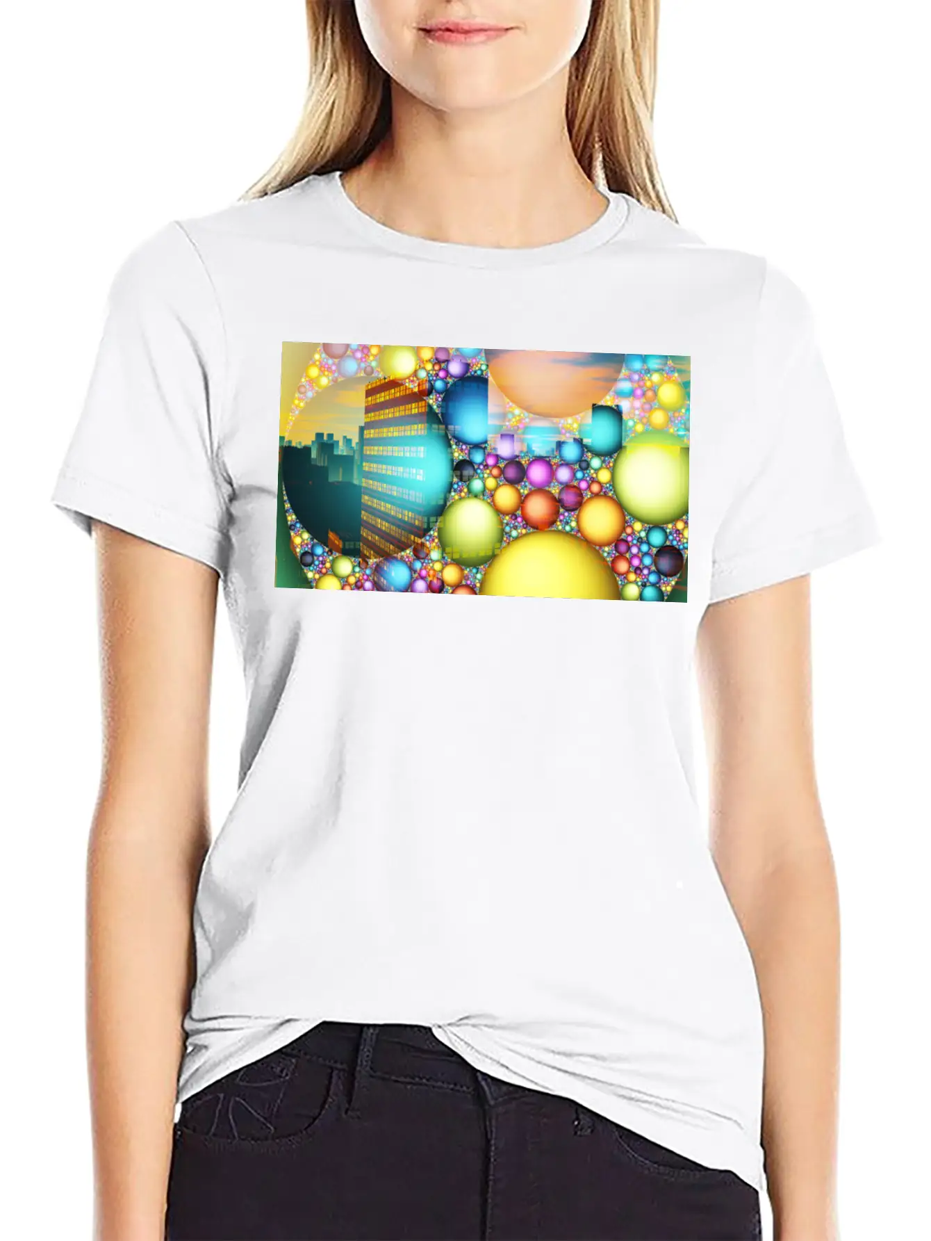 City Neon Lights Basic Graphic T-Shirt ¨C Daily Comfort In Soft Cotton