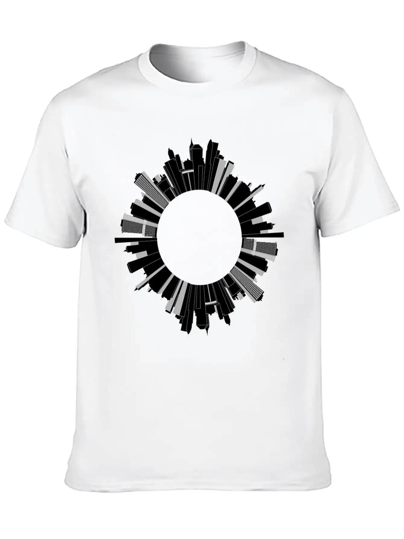 Cityscape Skyline Radial 3 Essential Cotton Tee For Daily Outfits ¨C Unisex Style