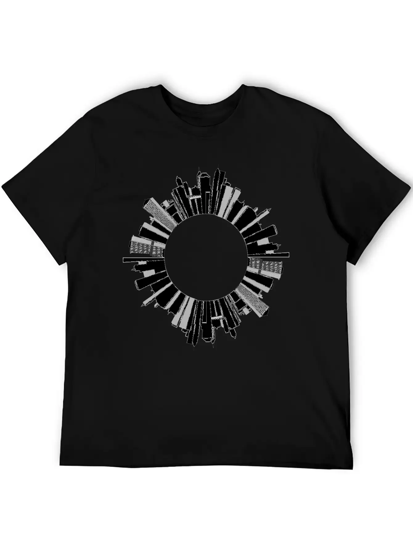 Cityscape Skyline Radial 3 Essential Cotton Tee For Daily Outfits ¨C Unisex Style