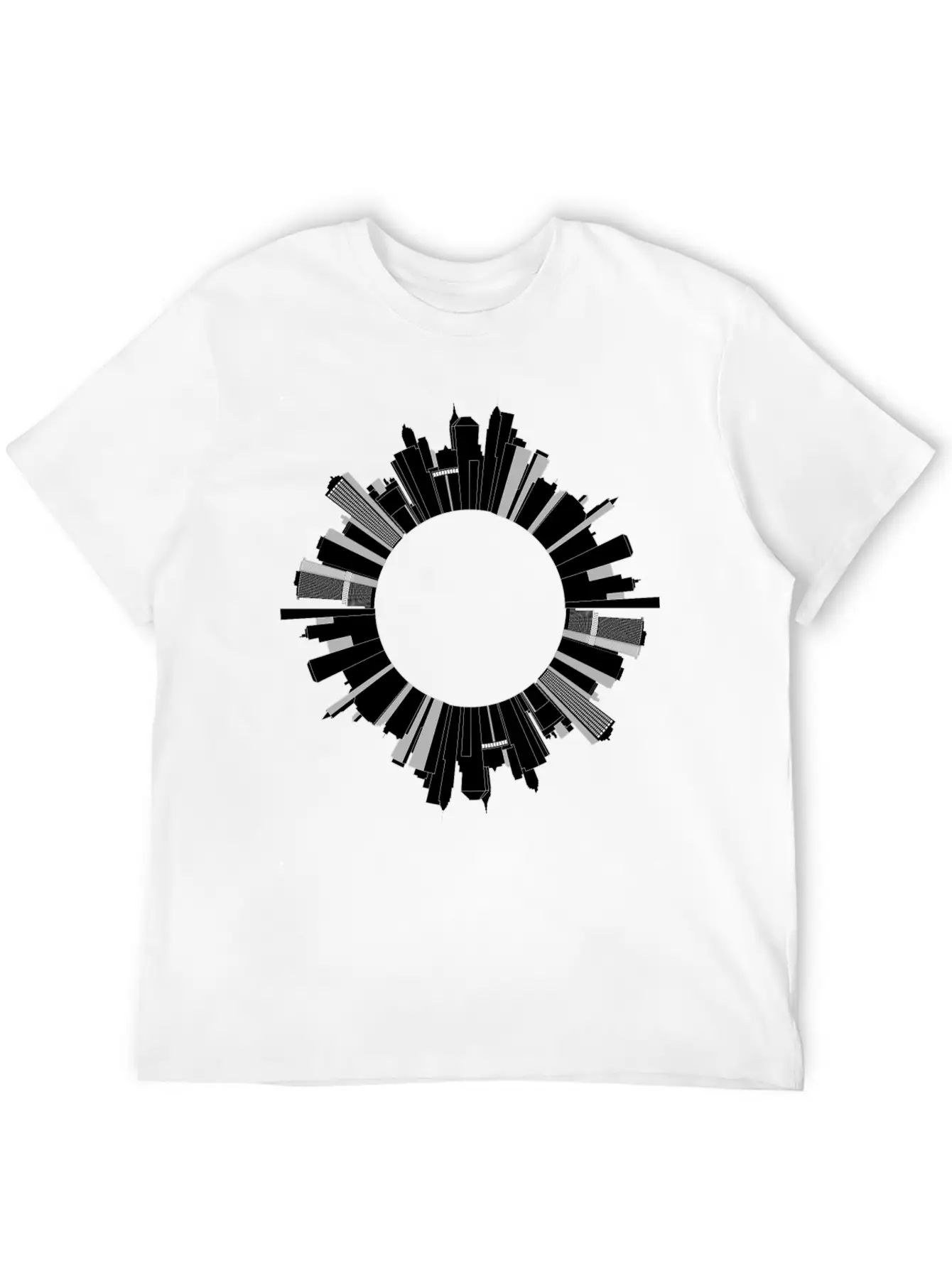 Cityscape Skyline Radial 3 Essential Cotton Tee For Daily Outfits ¨C Unisex Style