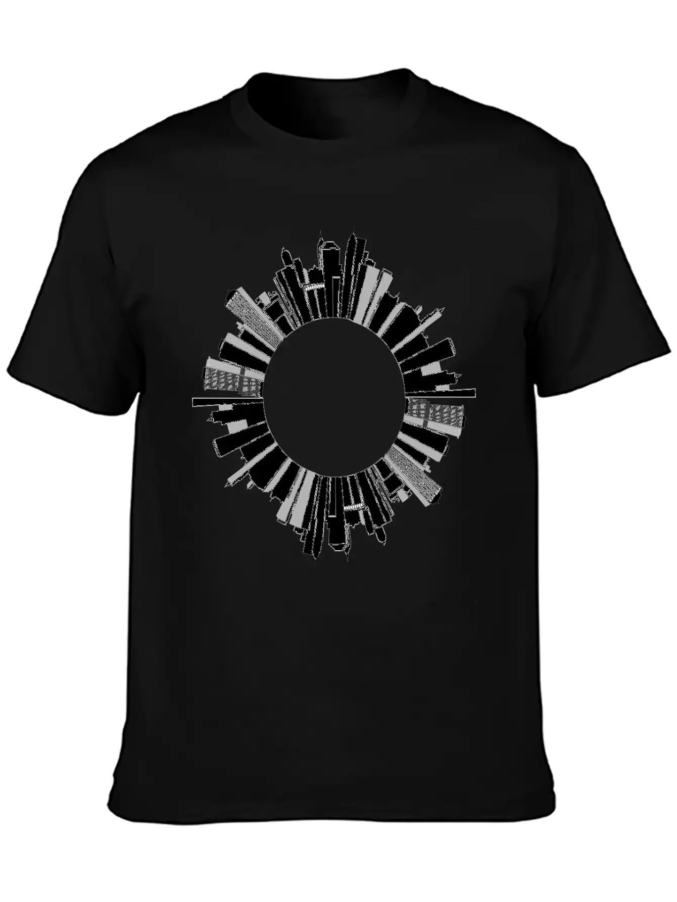 Cityscape Skyline Radial 3 Essential Cotton Tee For Daily Outfits ¨C Unisex Style