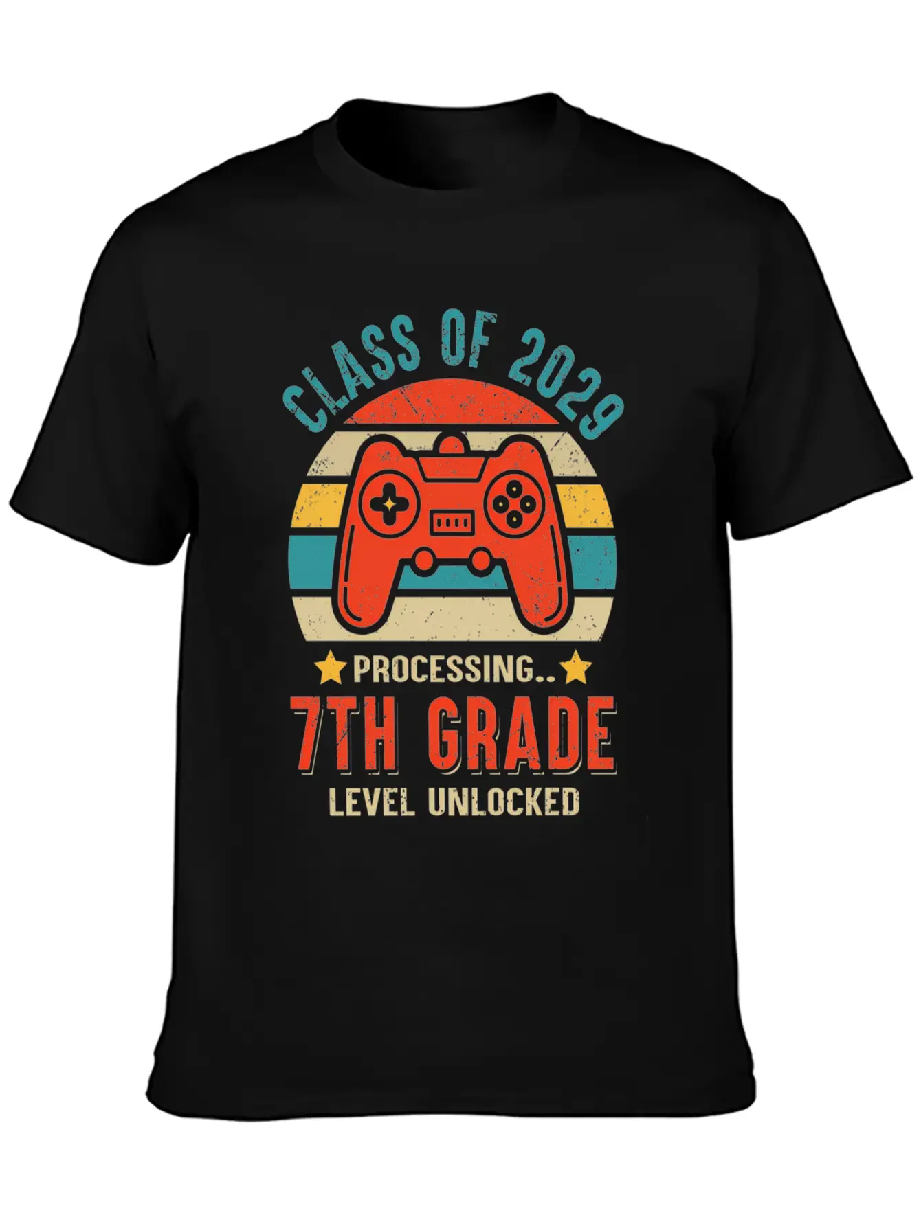Class Of 2029 7Th Grade Unlocked Gaming Graduate Essential Cotton Tee For Daily Outfits ¨C Unisex Style