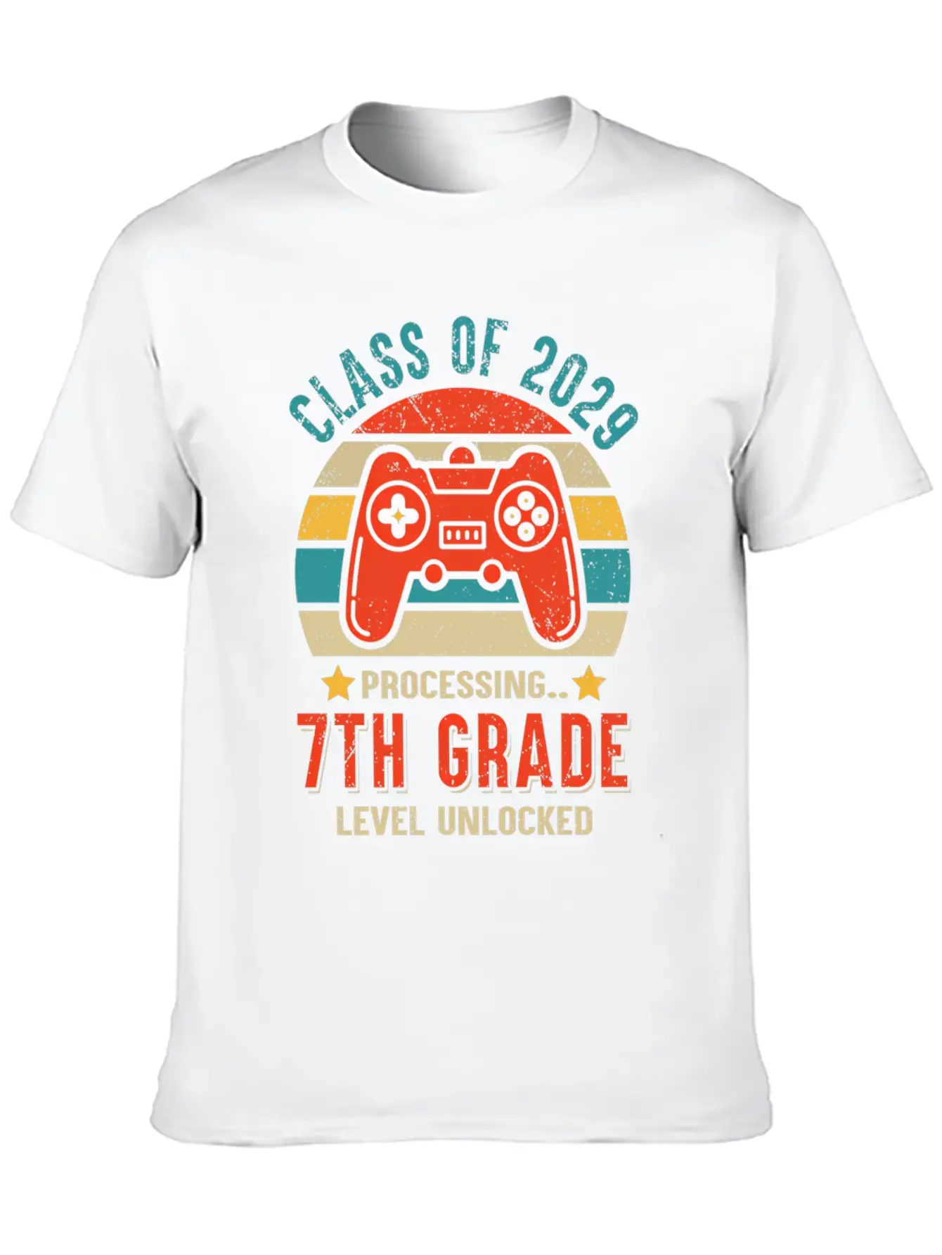 Class Of 2029 7Th Grade Unlocked Gaming Graduate Essential Cotton Tee For Daily Outfits ¨C Unisex Style