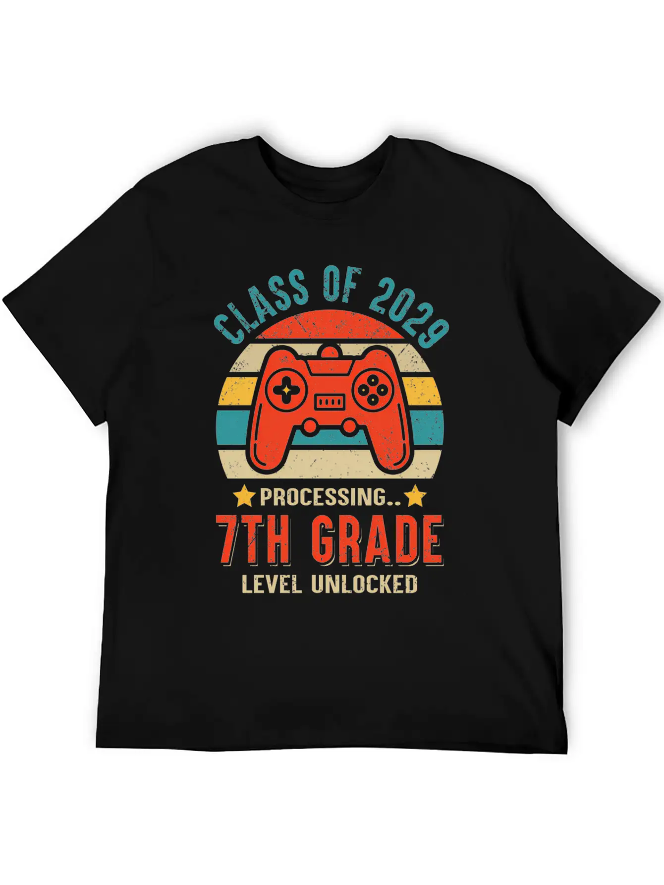 Class Of 2029 7Th Grade Unlocked Gaming Graduate Essential Cotton Tee For Daily Outfits ¨C Unisex Style