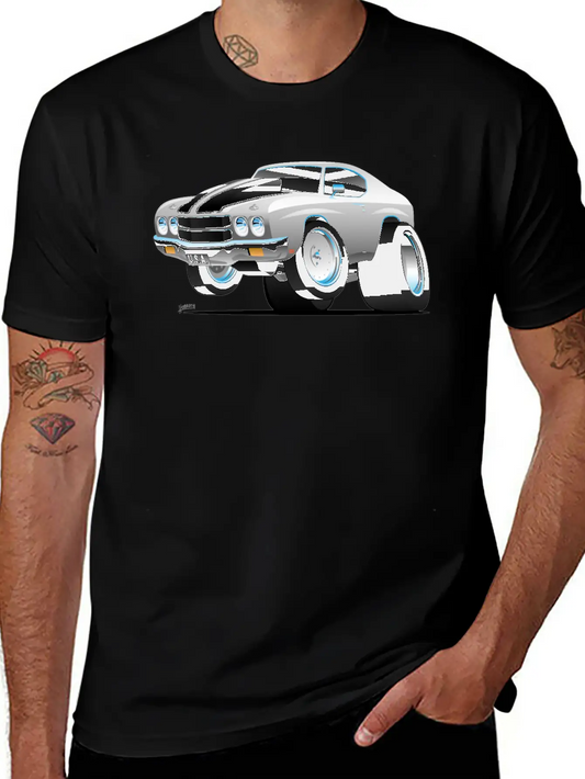 Classic 70's American Muscle Car Cartoon Essential Cotton Tee For Daily Outfits ¨C Unisex Style