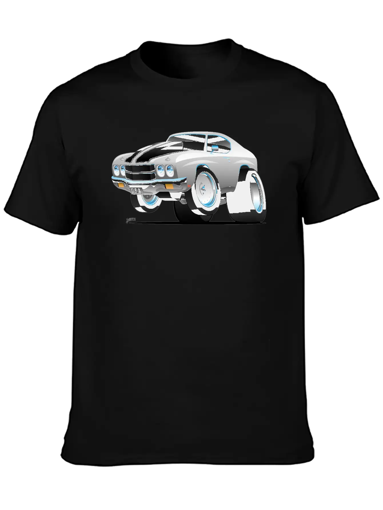 Classic 70's American Muscle Car Cartoon Essential Cotton Tee For Daily Outfits ¨C Unisex Style