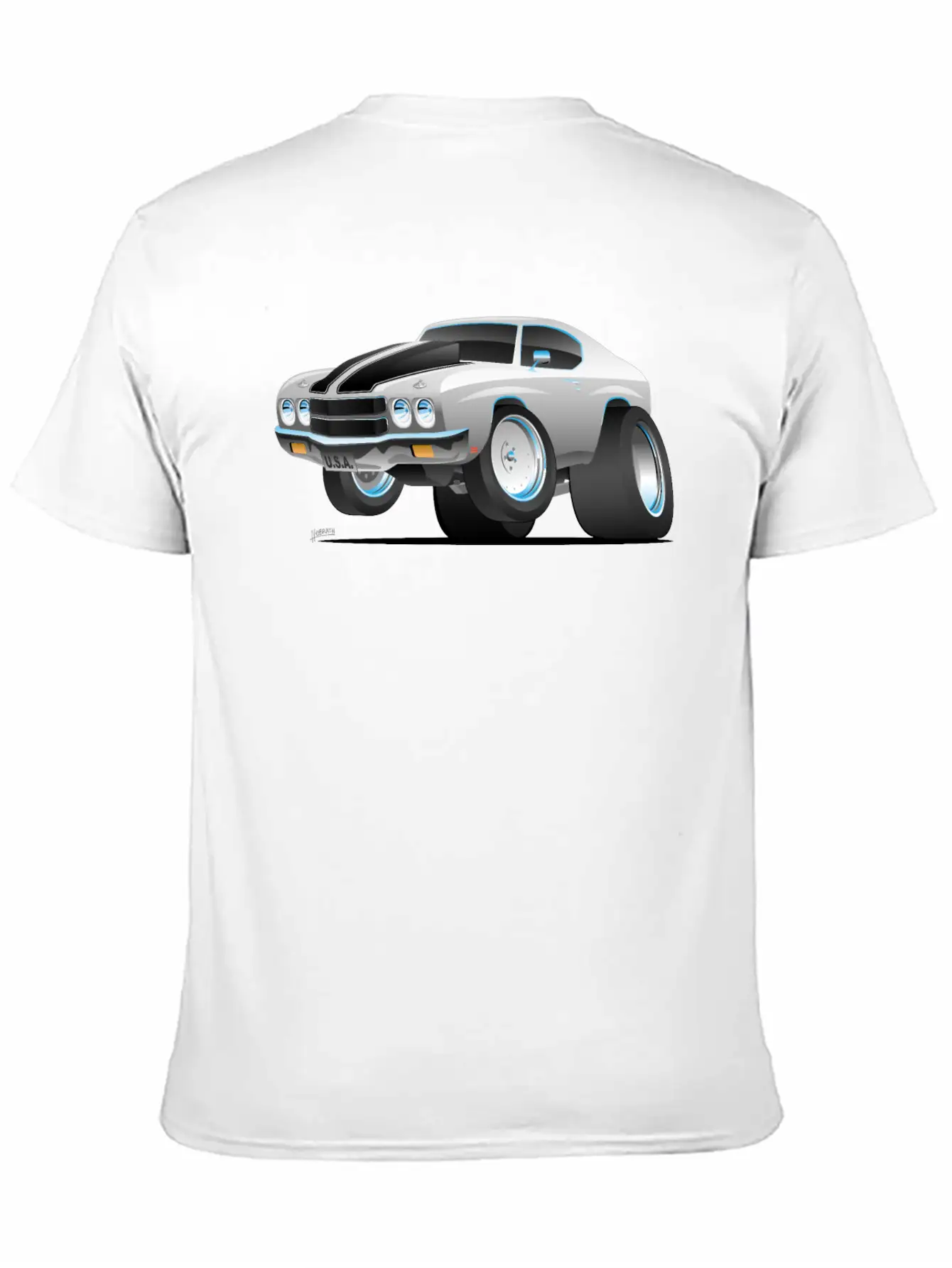 Classic 70's American Muscle Car Cartoon Essential Cotton Tee For Daily Outfits ¨C Unisex Style
