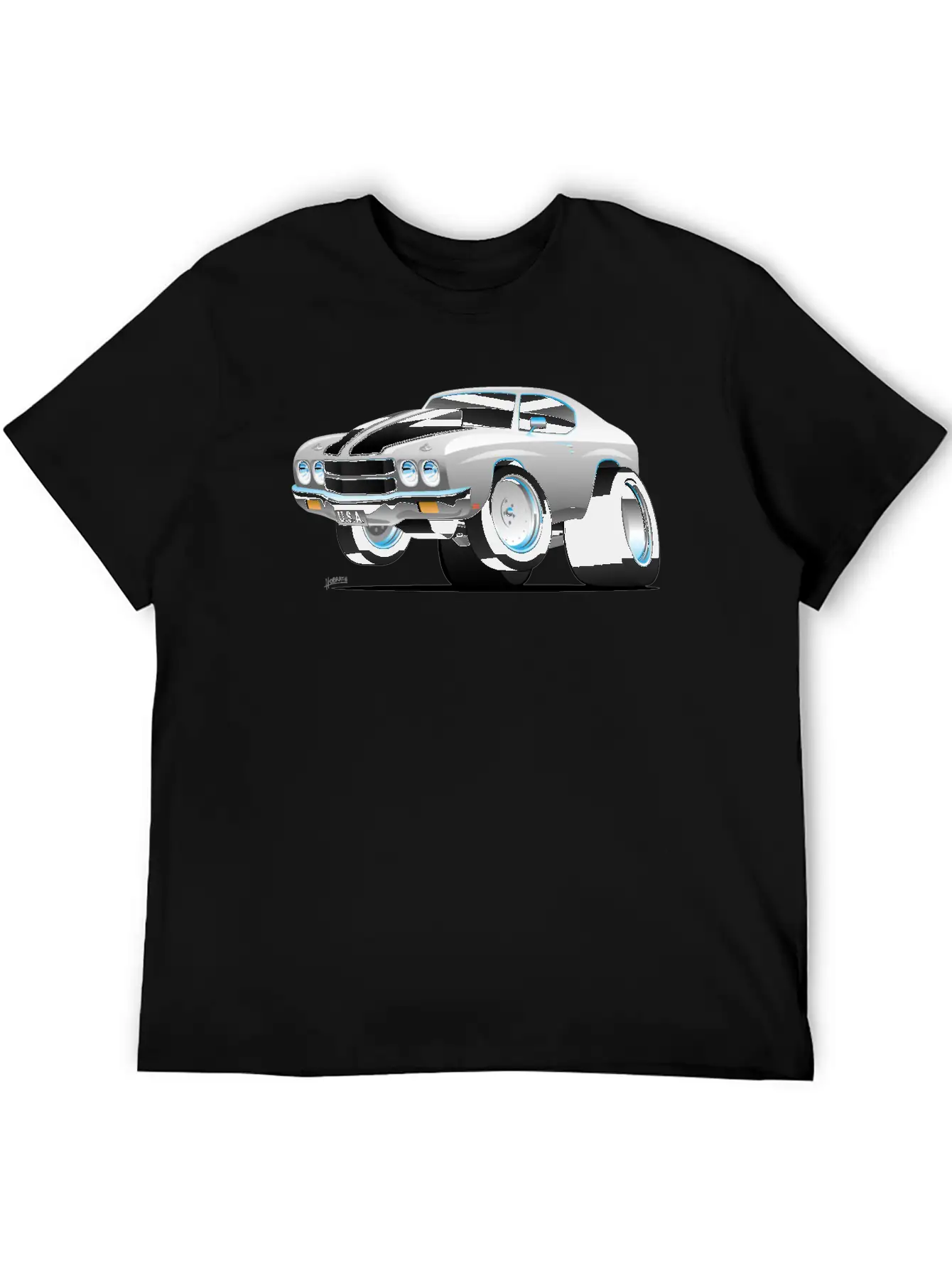 Classic 70's American Muscle Car Cartoon Essential Cotton Tee For Daily Outfits ¨C Unisex Style