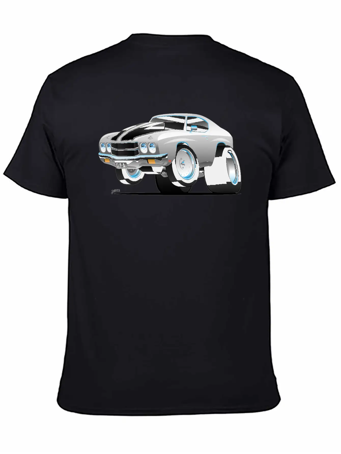 Classic 70's American Muscle Car Cartoon Essential Cotton Tee For Daily Outfits ¨C Unisex Style