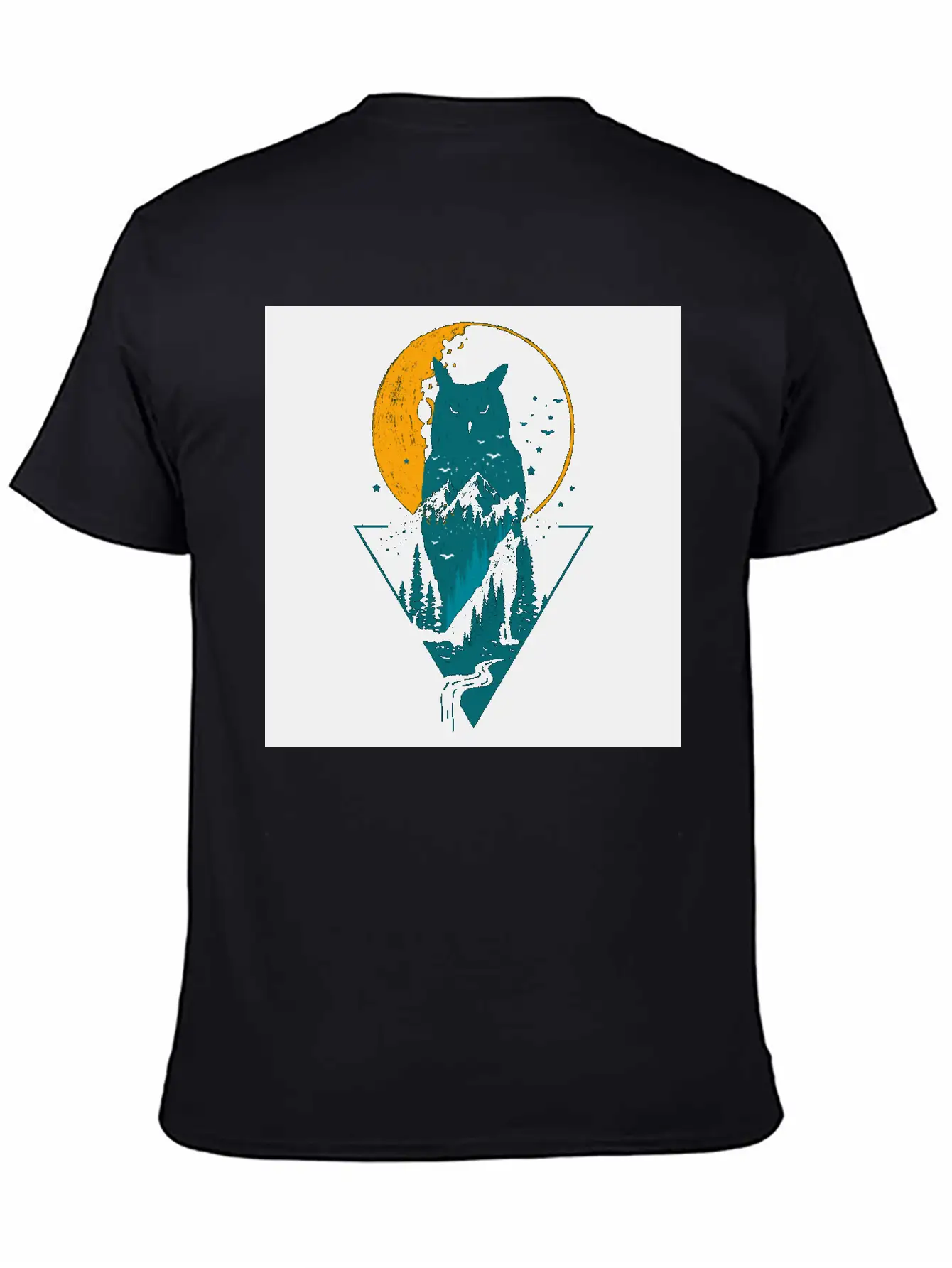 Classy And Minimalist Double Exposure WOLF And OWL Basic Graphic T-Shirt ¨C Daily Comfort In Soft Cotton