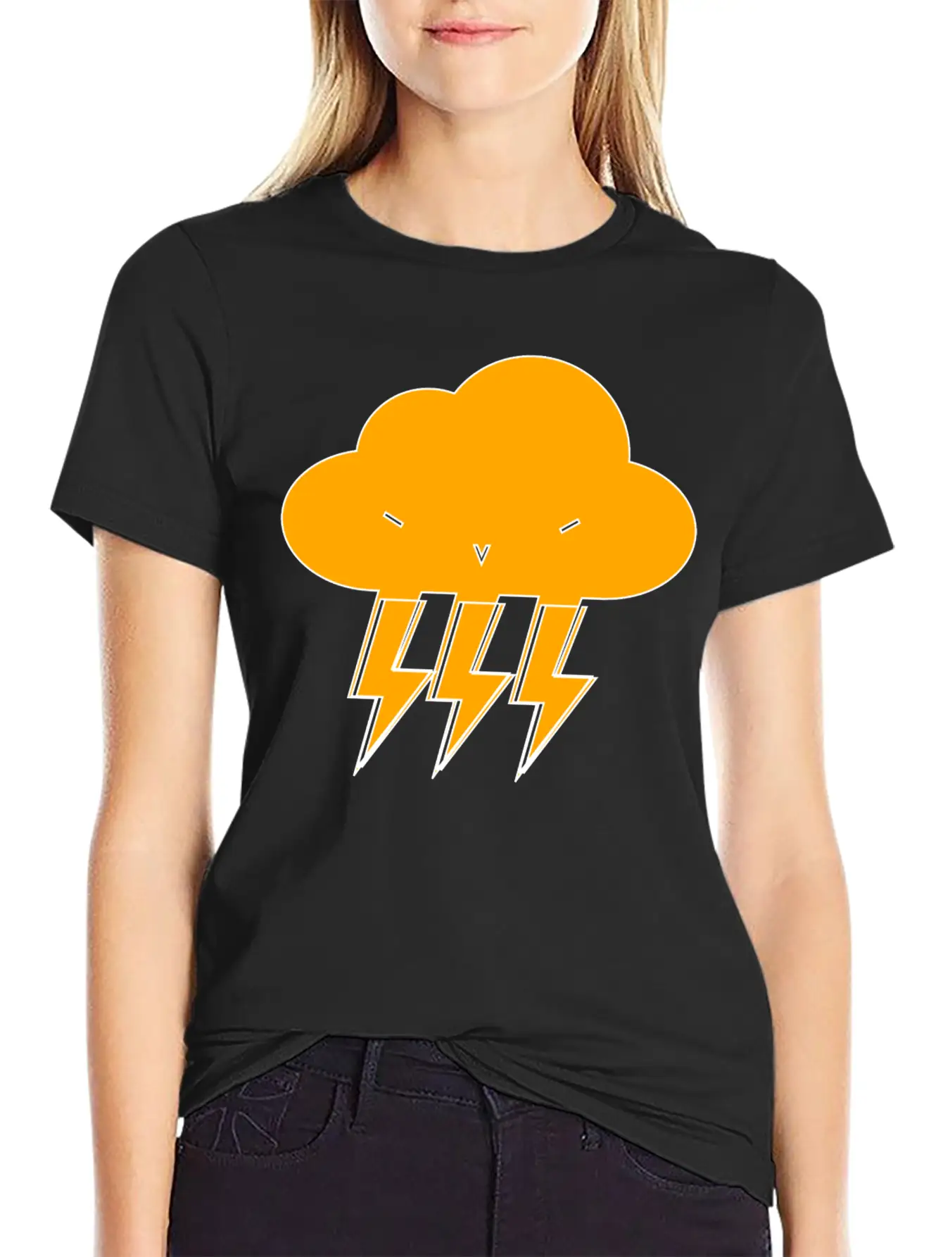 Cloud & Lightning | Hehe Essential Cotton Tee For Daily Outfits ¨C Unisex Style