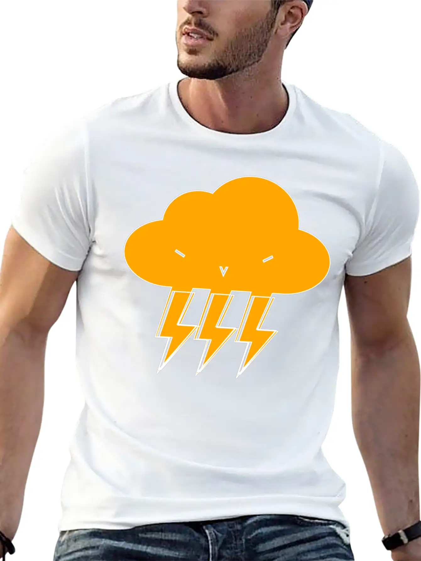 Cloud & Lightning | Hehe Essential Cotton Tee For Daily Outfits ¨C Unisex Style