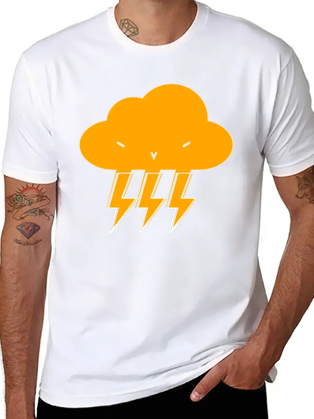 Cloud & Lightning | Hehe Essential Cotton Tee For Daily Outfits ¨C Unisex Style